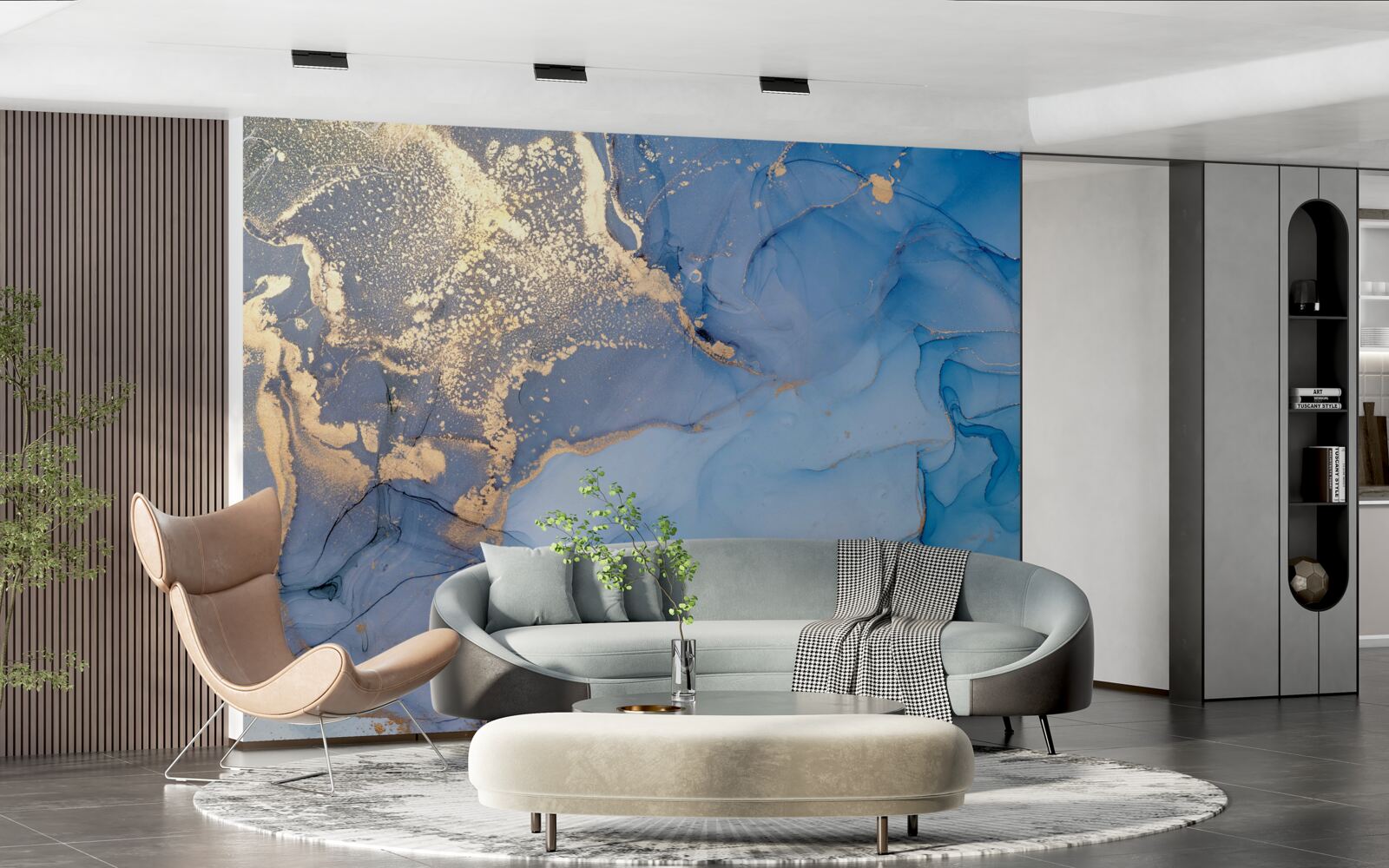 Фотошпалери золотиста рідина з синім