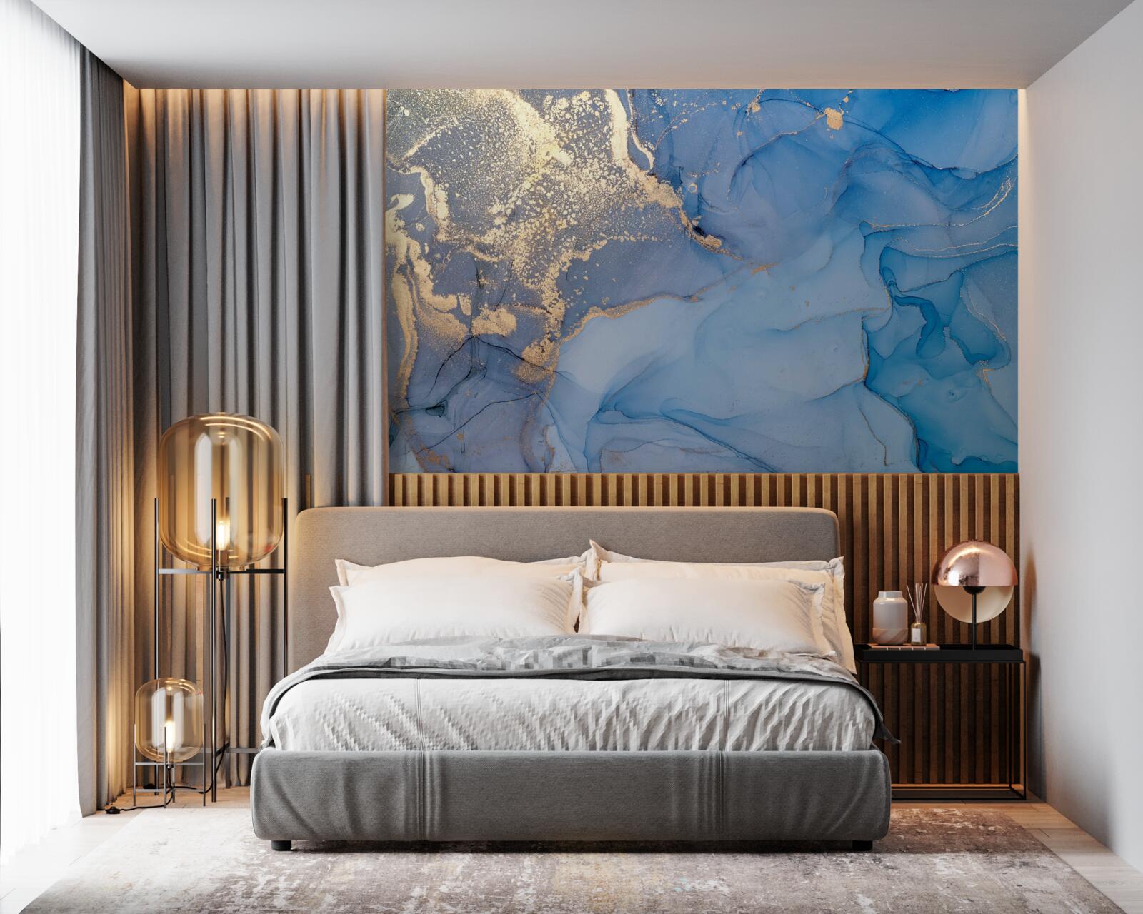 Фотошпалери золотиста рідина з синім