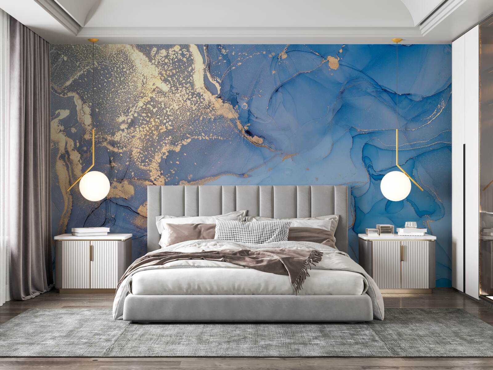 Фотошпалери золотиста рідина з синім