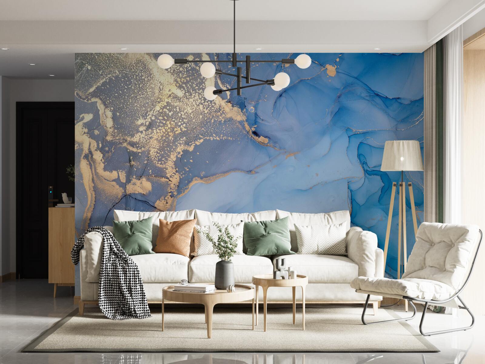 Фотошпалери золотиста рідина з синім