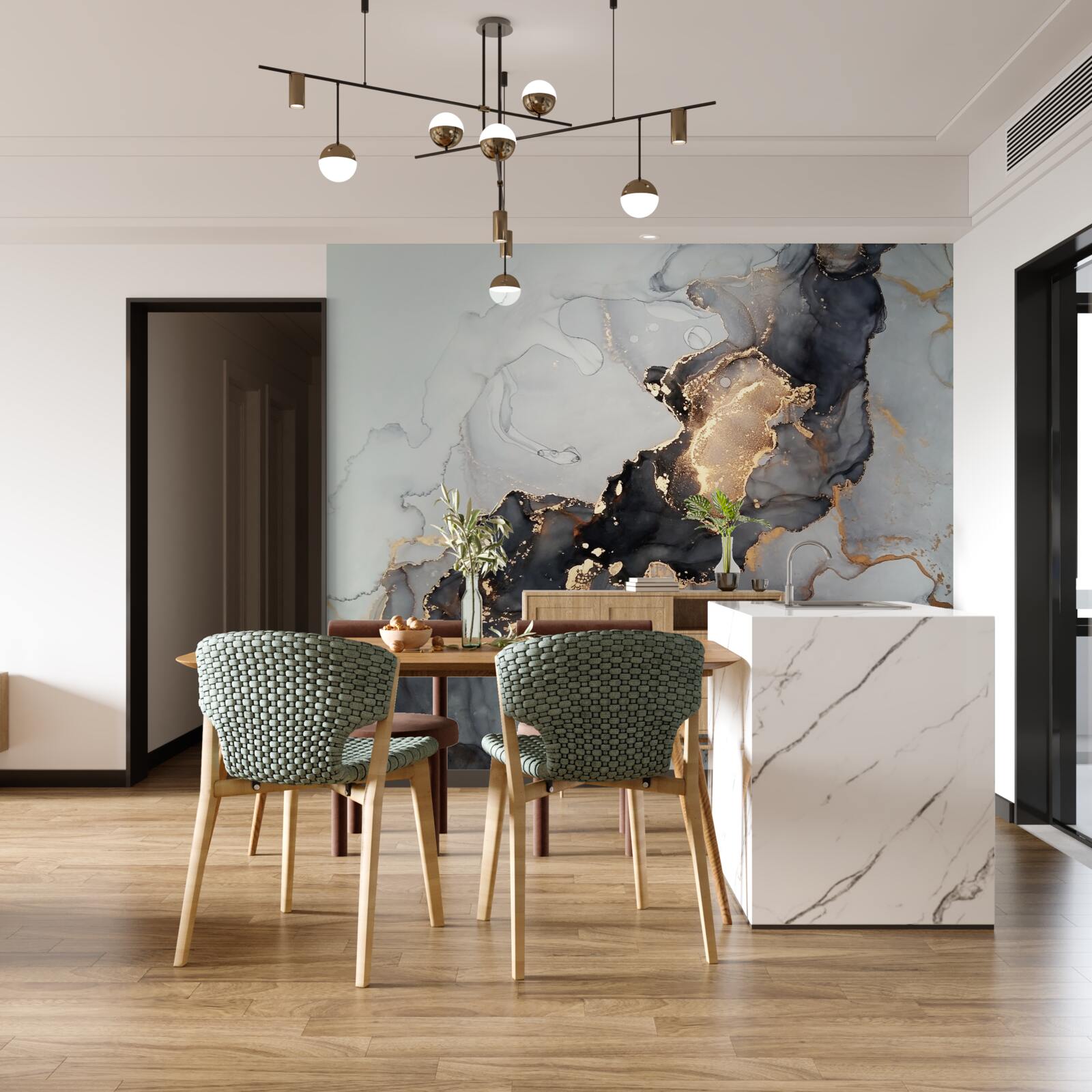 Фотошпалери елегантний сіро-чорний фон з розкішним виглядом