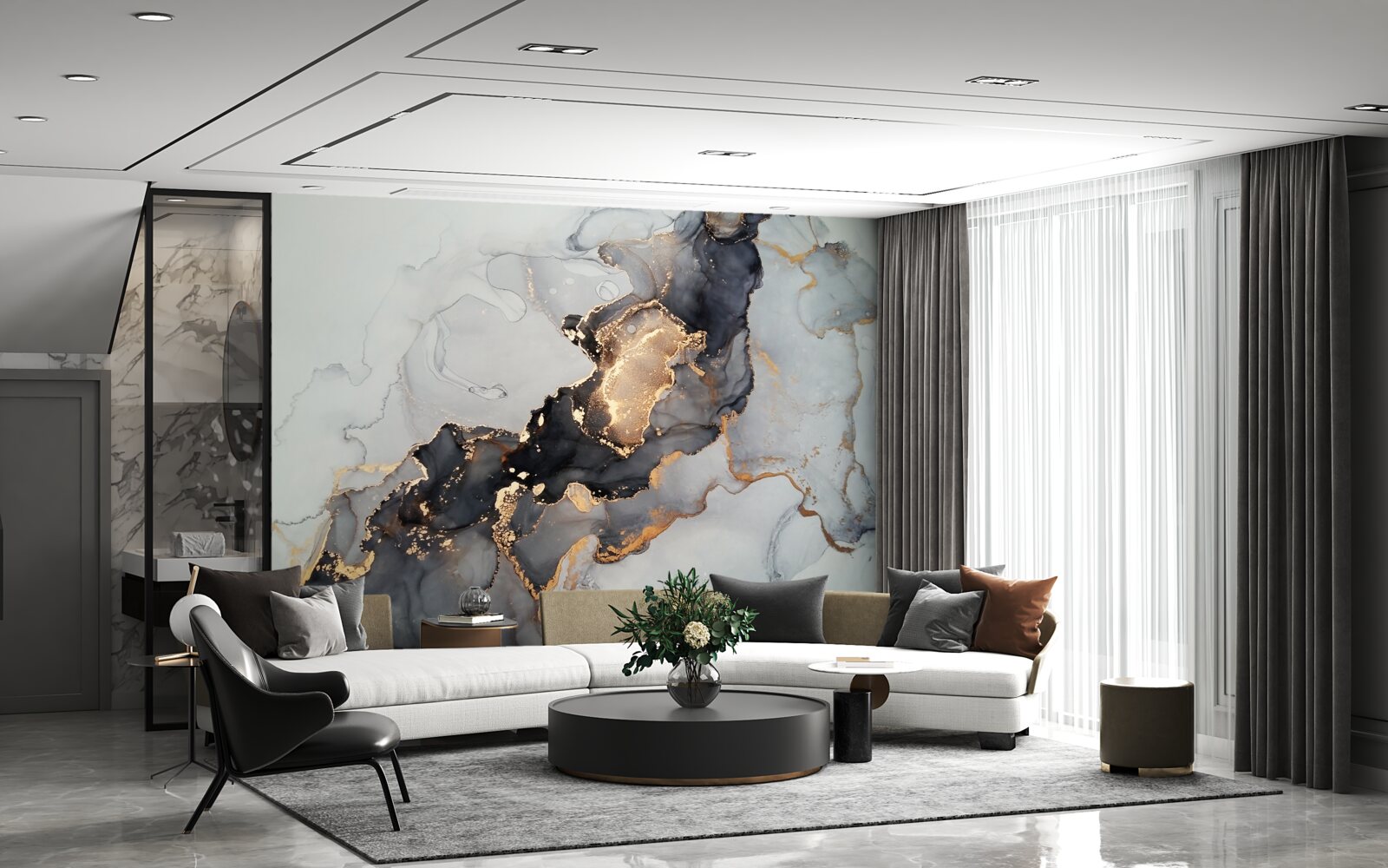 Фотошпалери елегантний сіро-чорний фон з розкішним виглядом