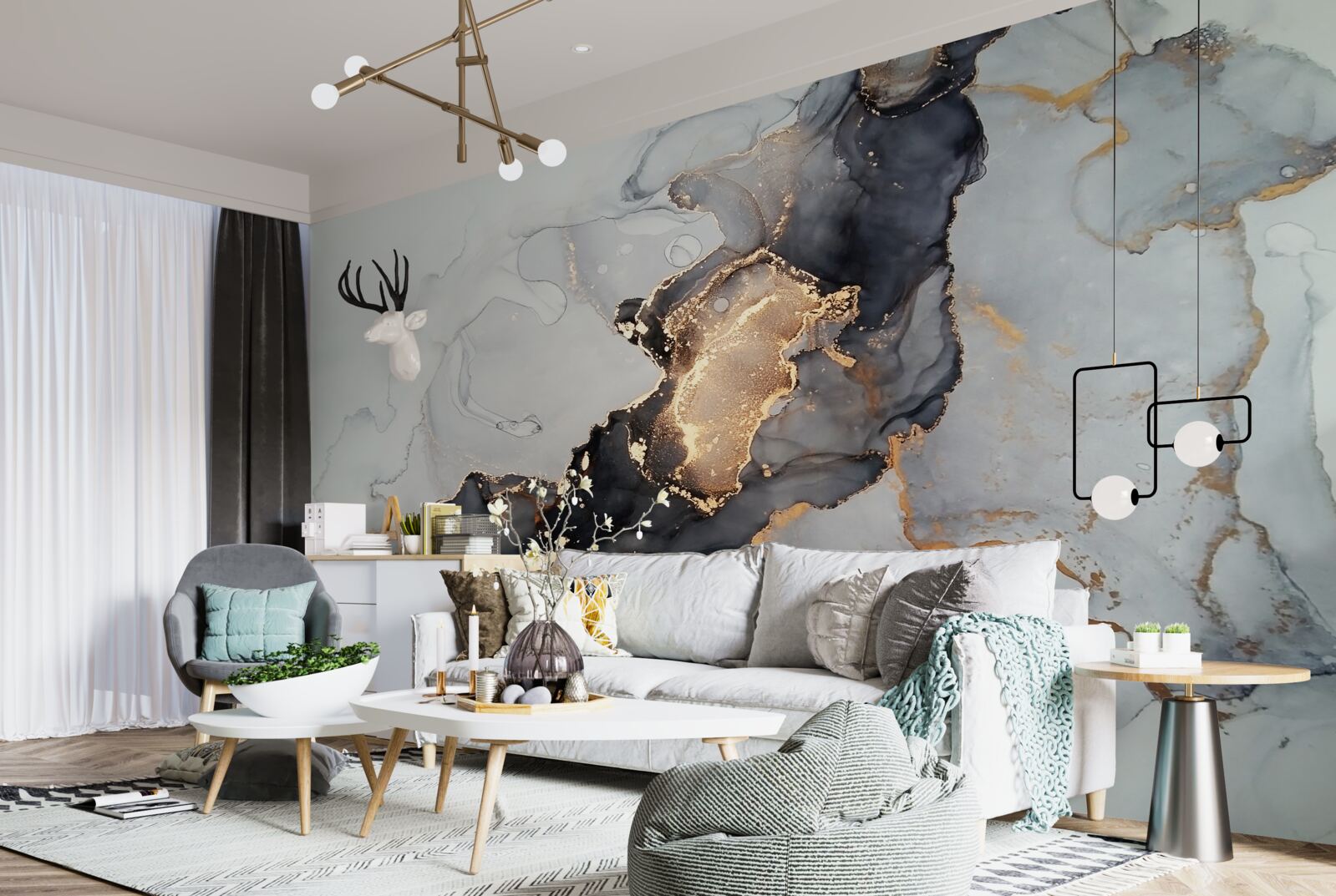 Фотошпалери елегантний сіро-чорний фон з розкішним виглядом