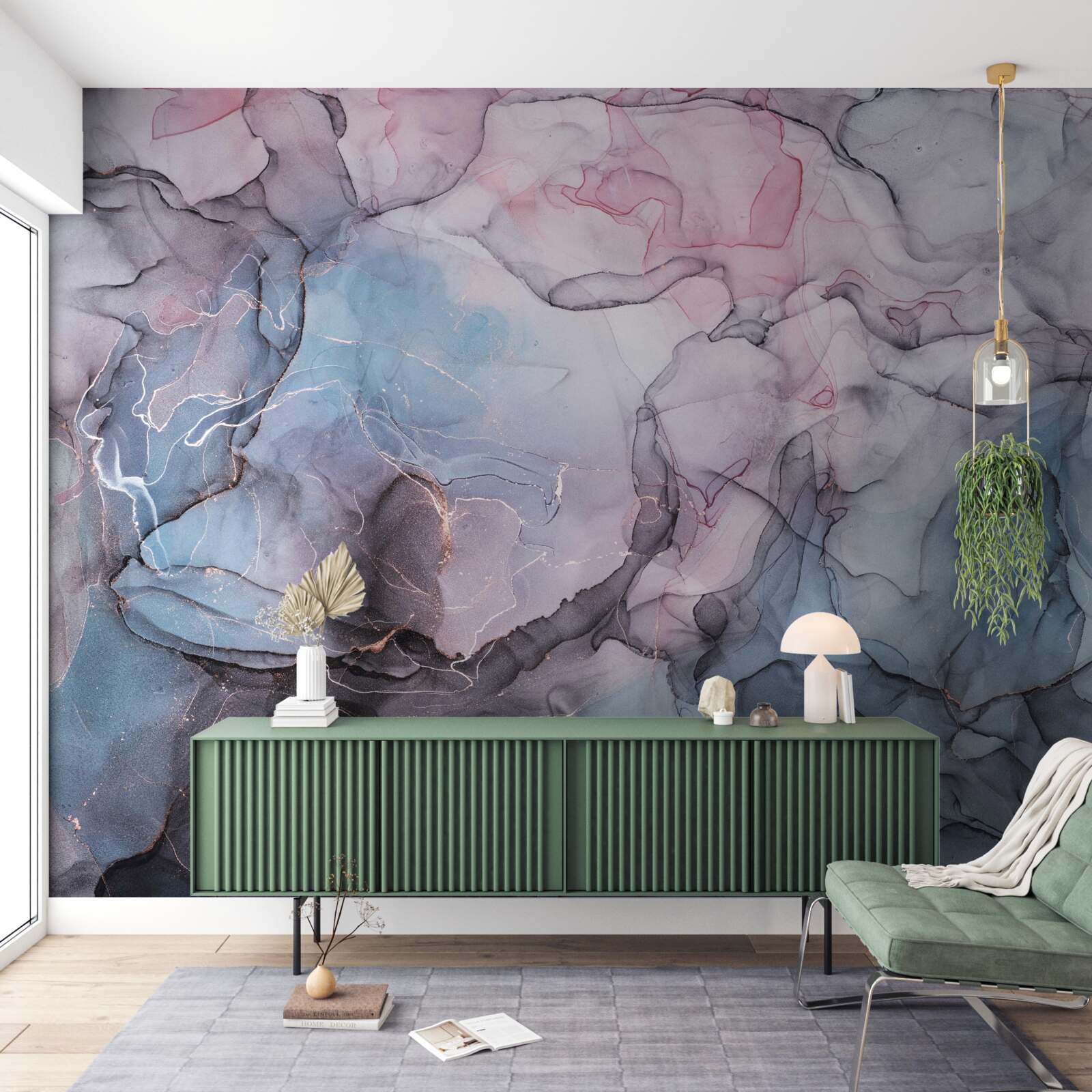 Фотошпалери абстрактний мармур у відтінках рожевого та блакитного