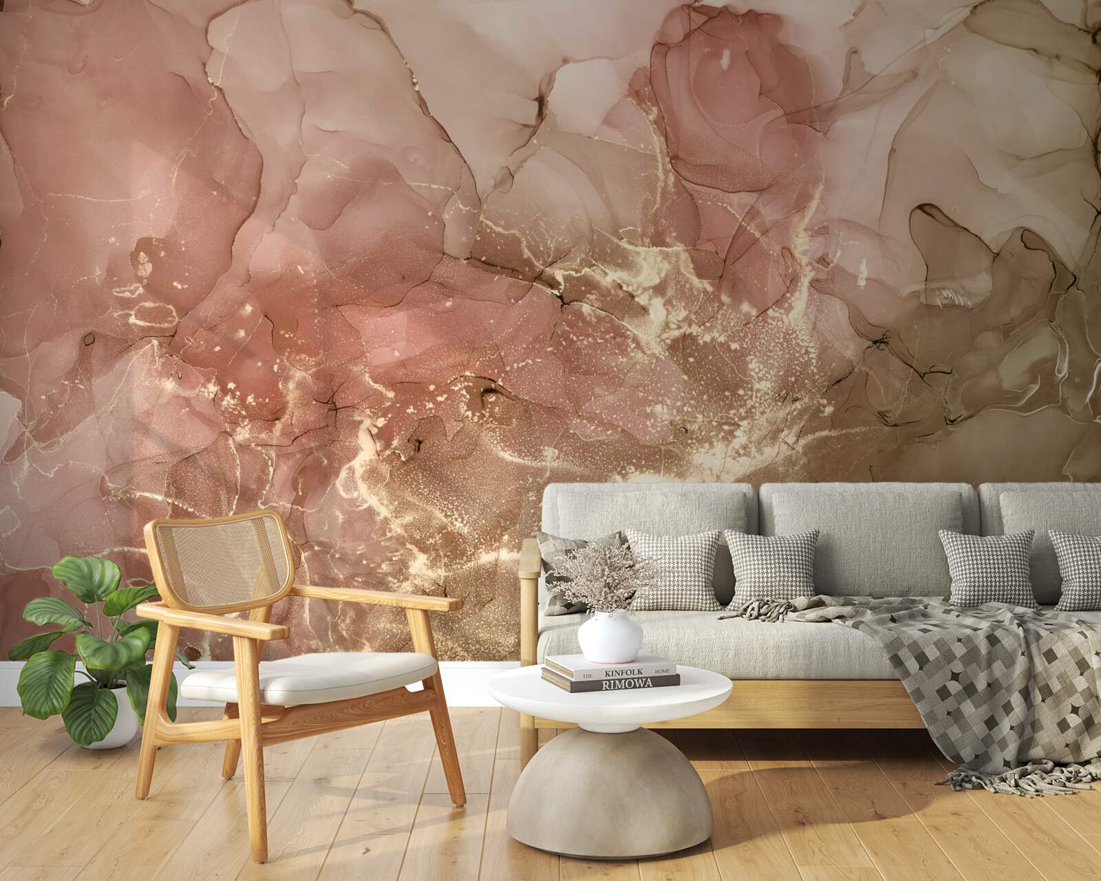 Фотошпалери персиково-рожева рідина