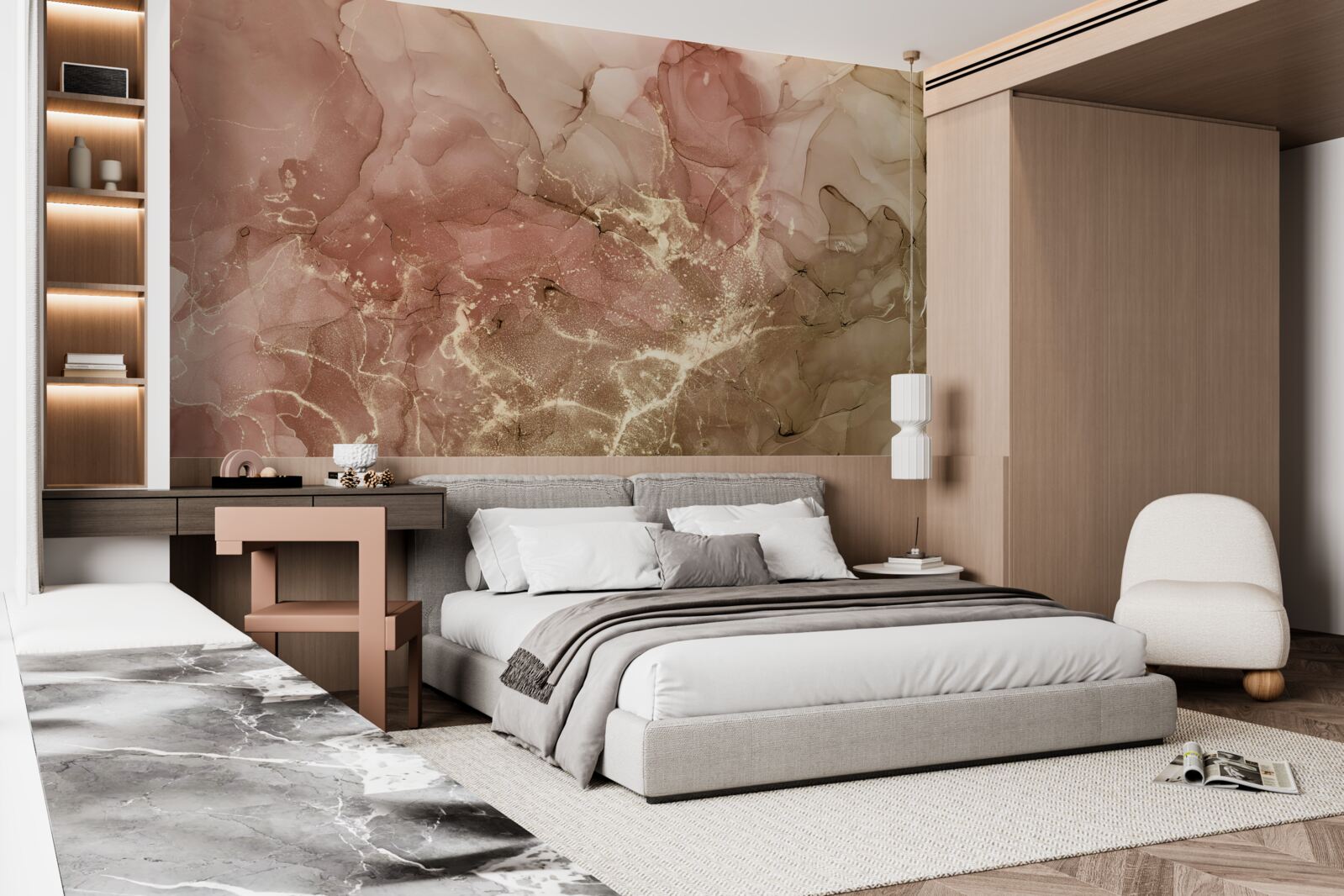 Фотошпалери персиково-рожева рідина