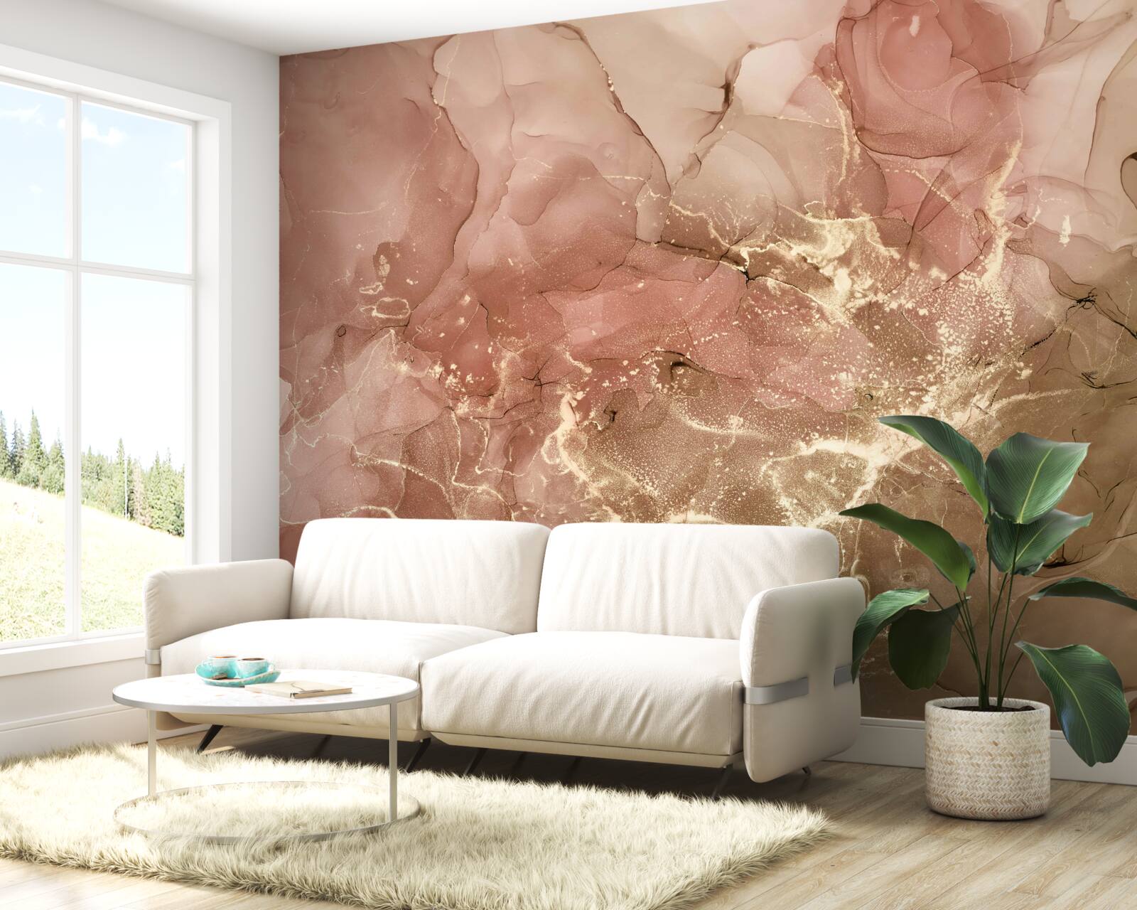 Фотошпалери персиково-рожева рідина