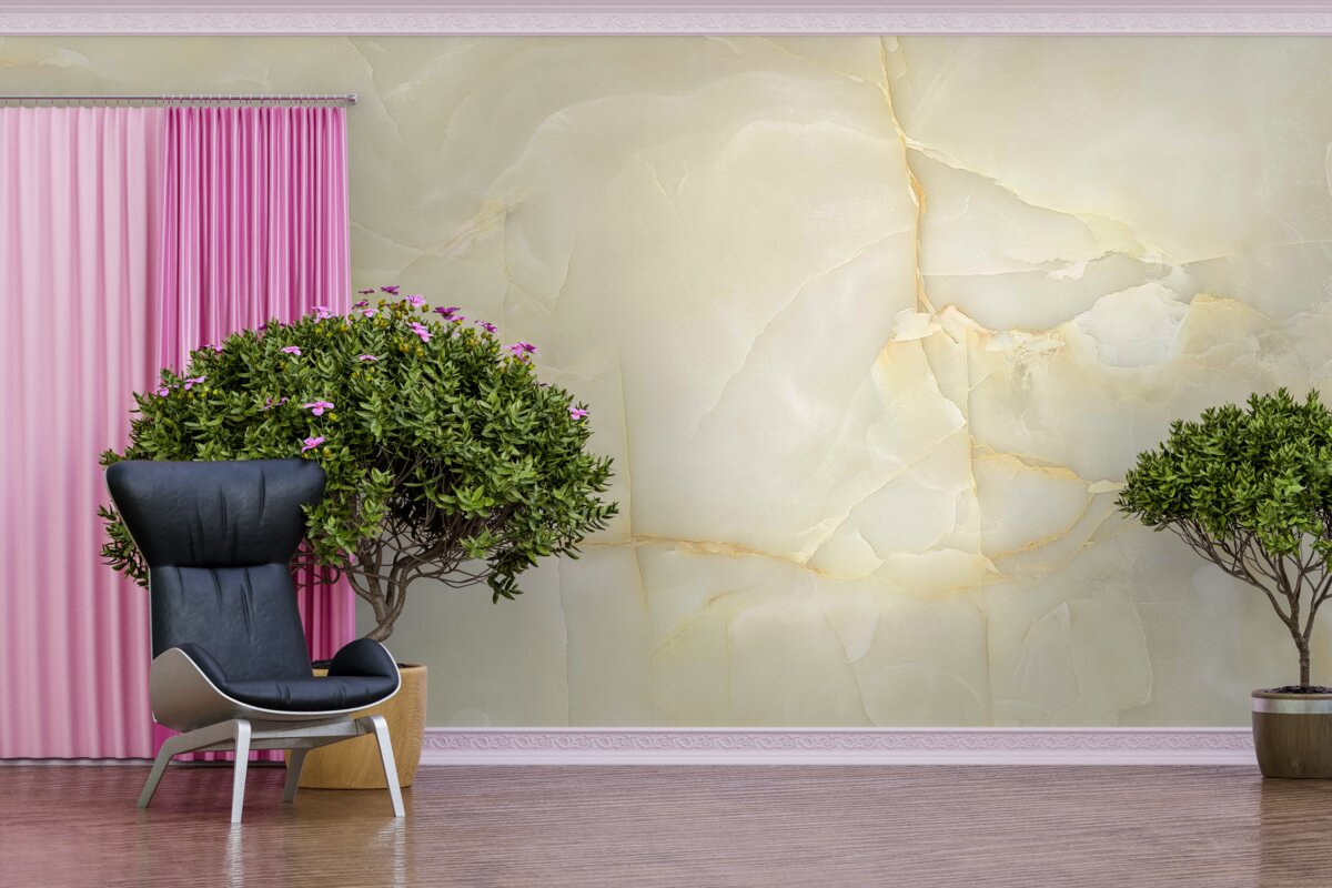 Фотошпалери бежевий керамограніт з оніксу