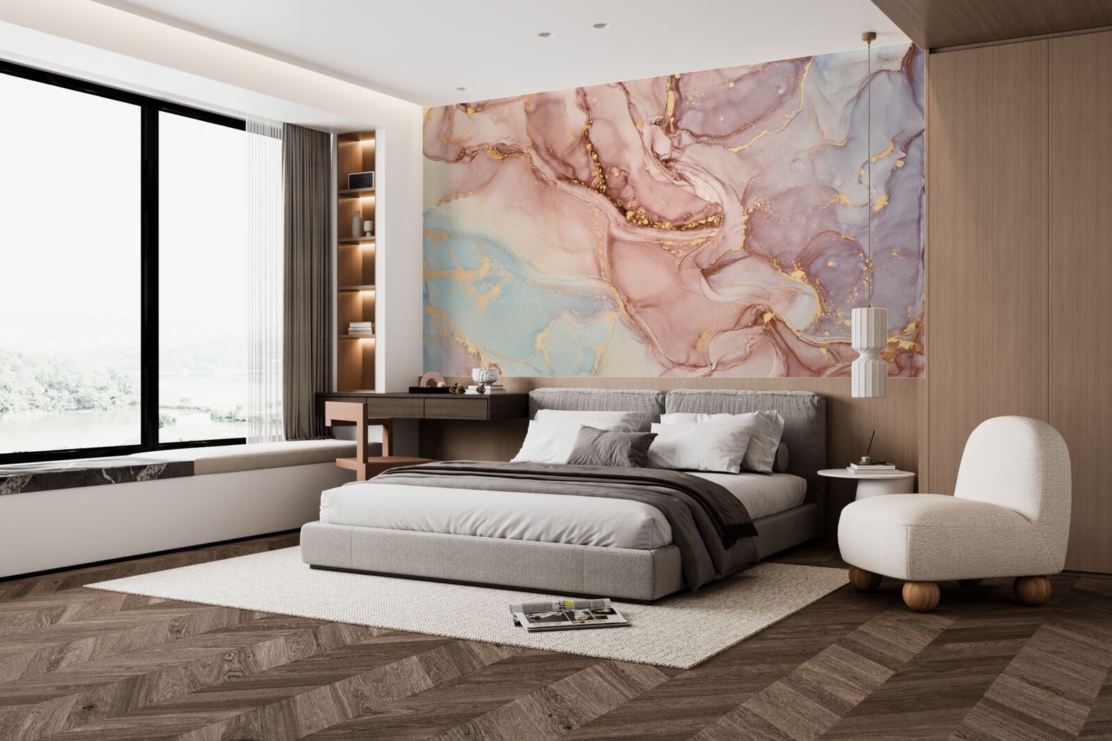 Фотошпалери порошкоподібна рожева рідина