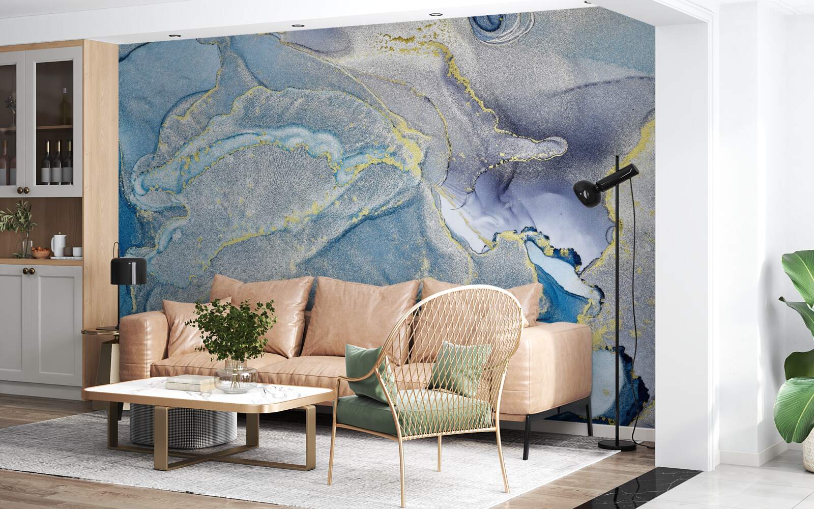 Фотошпалери блакитний океан в абстракції