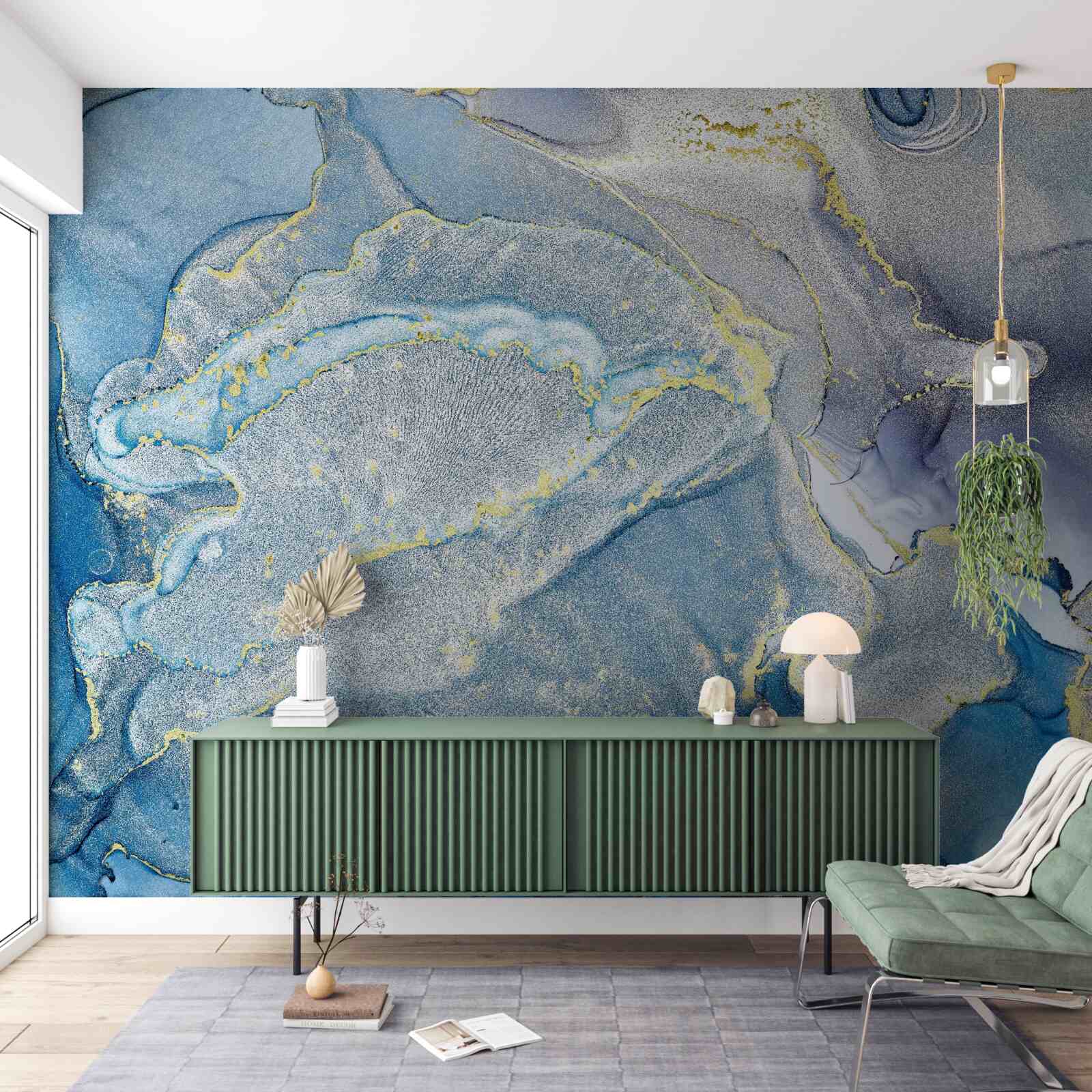 Фотошпалери блакитний океан в абстракції