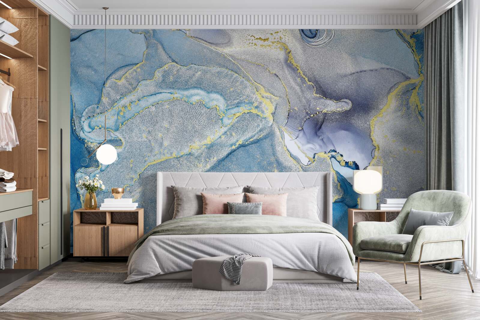 Фотошпалери блакитний океан в абстракції