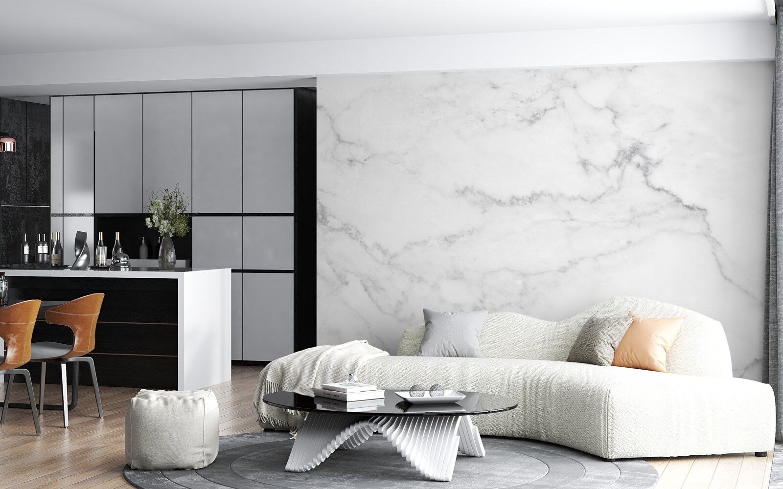 Фотошпалери сіро-білий мармур