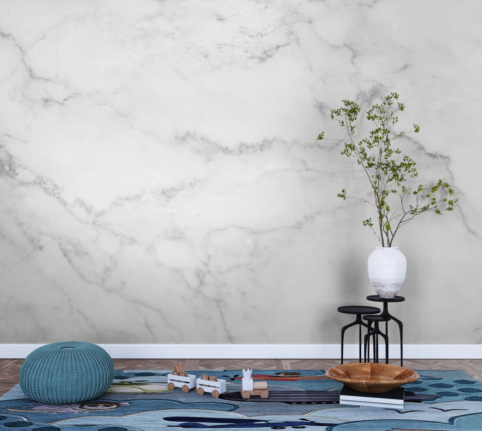 Фотошпалери сіро-білий мармур