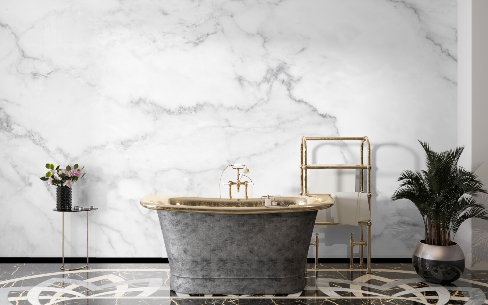 Фотошпалери сіро-білий мармур