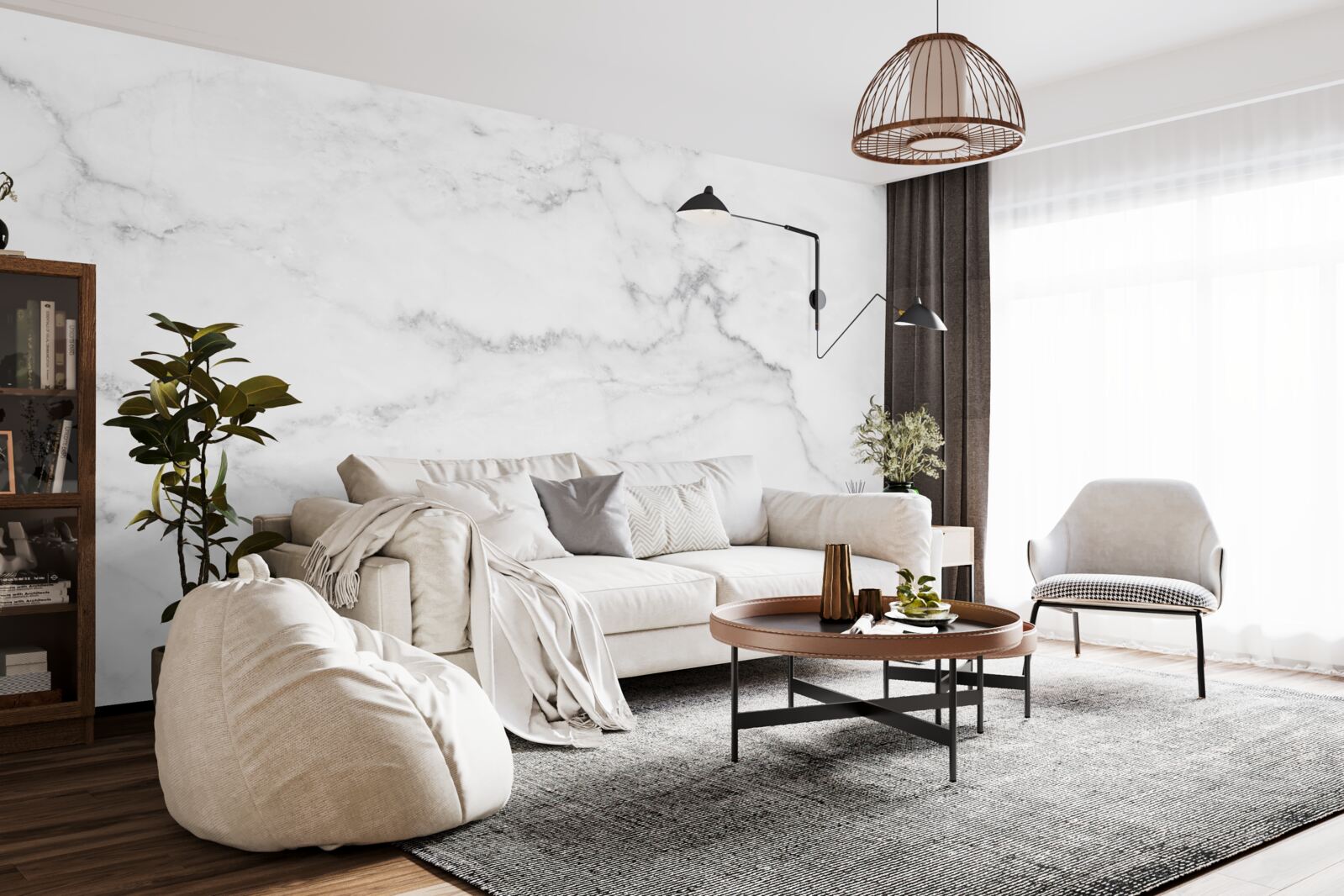 Фотошпалери сіро-білий мармур