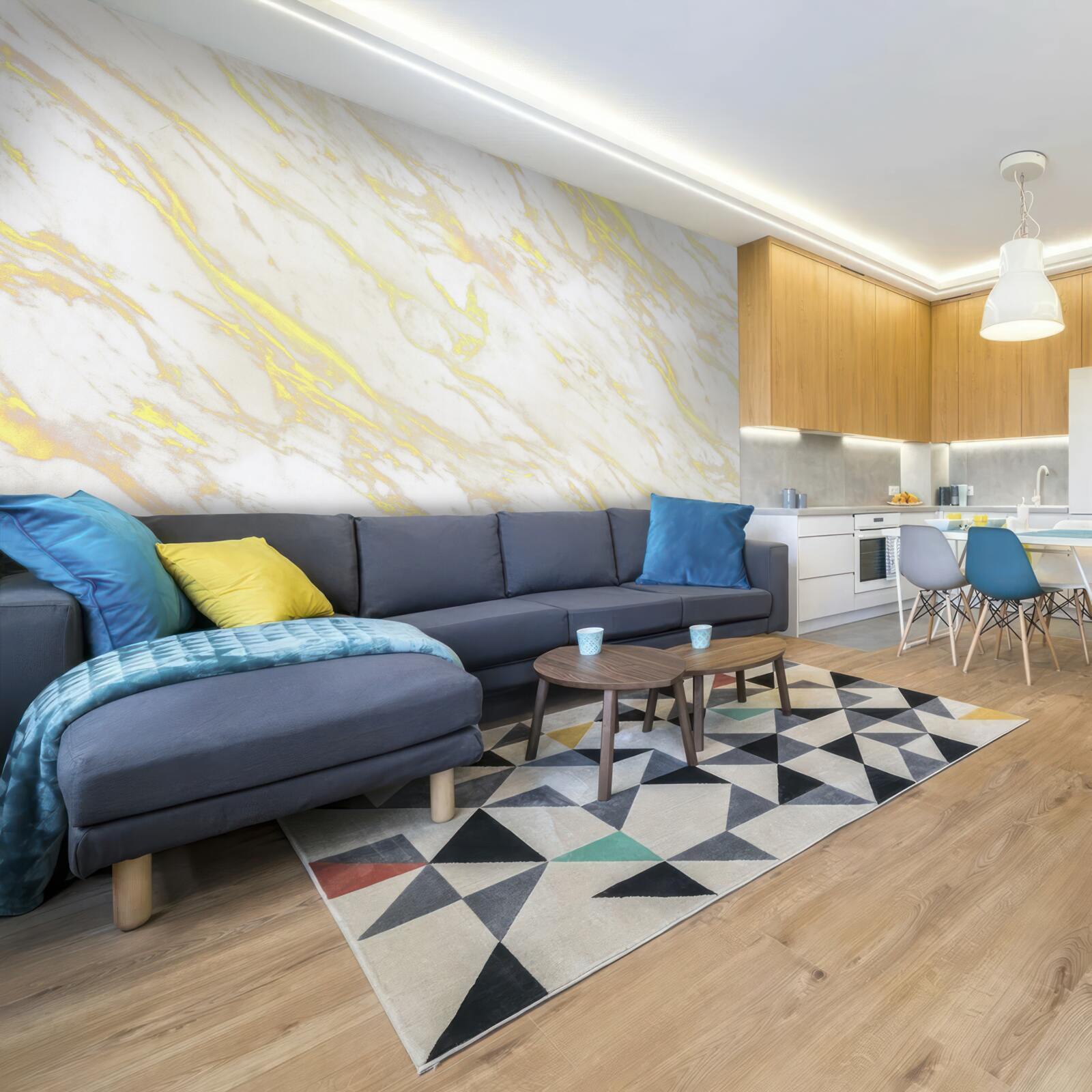 Фотошпалери білий мармур із золотистим відтінком