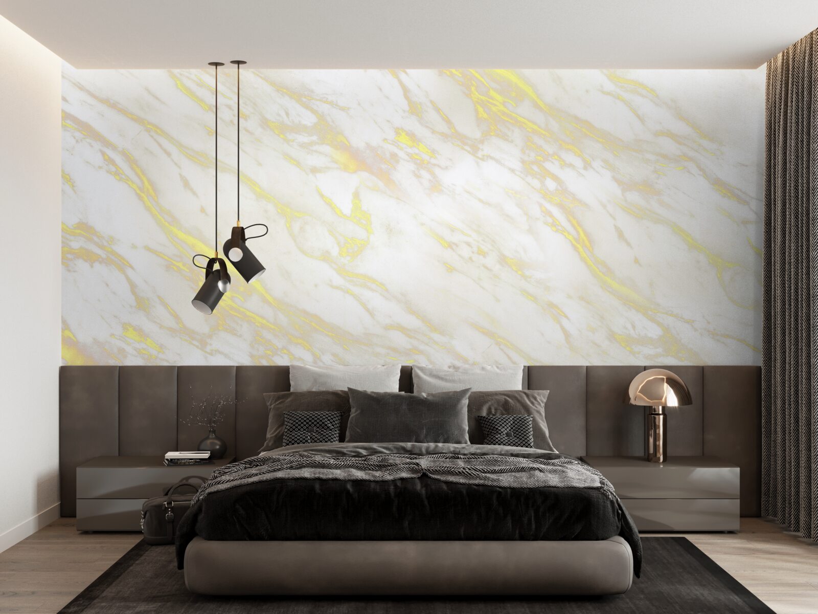 Фотошпалери білий мармур із золотистим відтінком