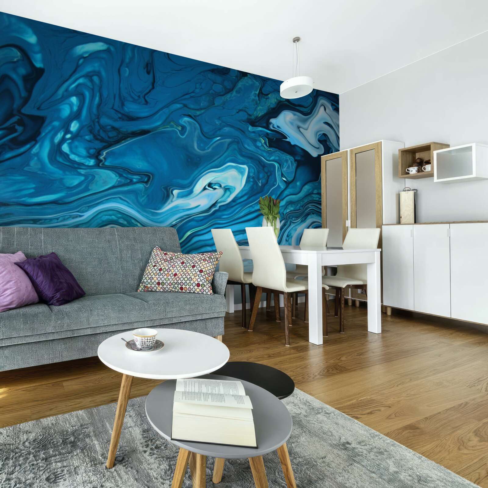 Фотошпалери абстрактний блакитний мармур