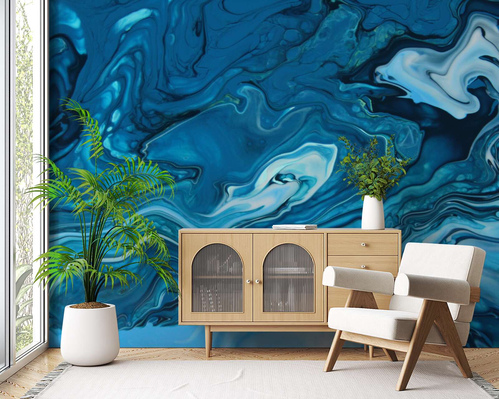 Фотошпалери абстрактний блакитний мармур