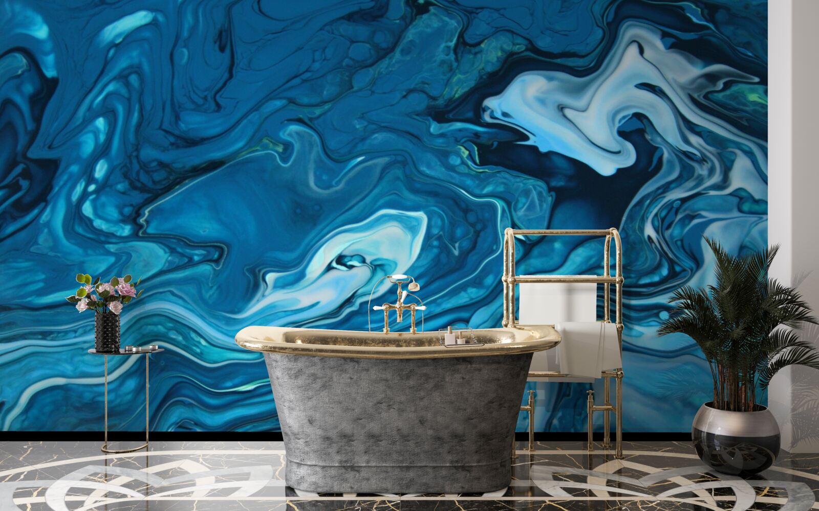 Фотошпалери абстрактний блакитний мармур