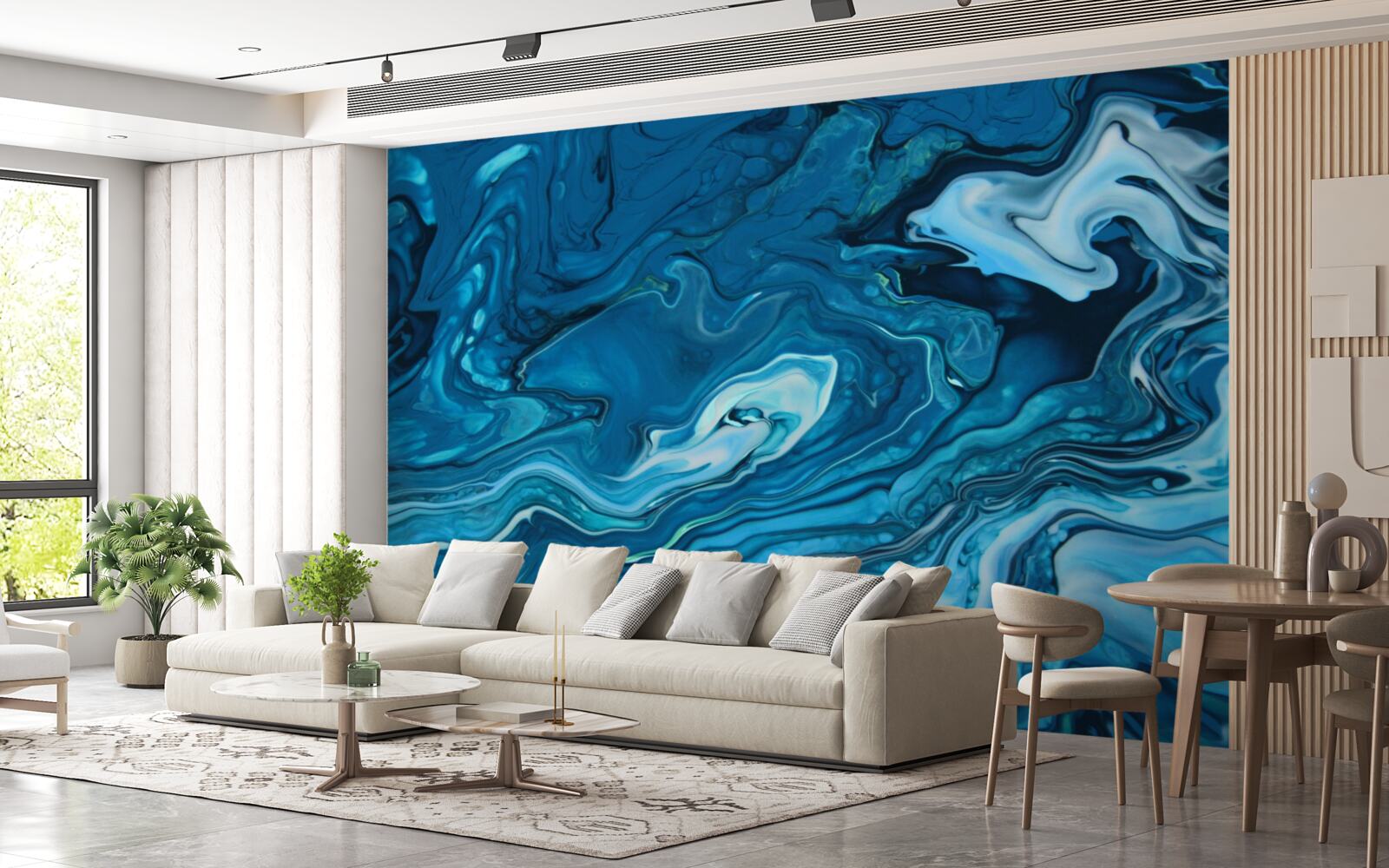 Фотошпалери абстрактний блакитний мармур