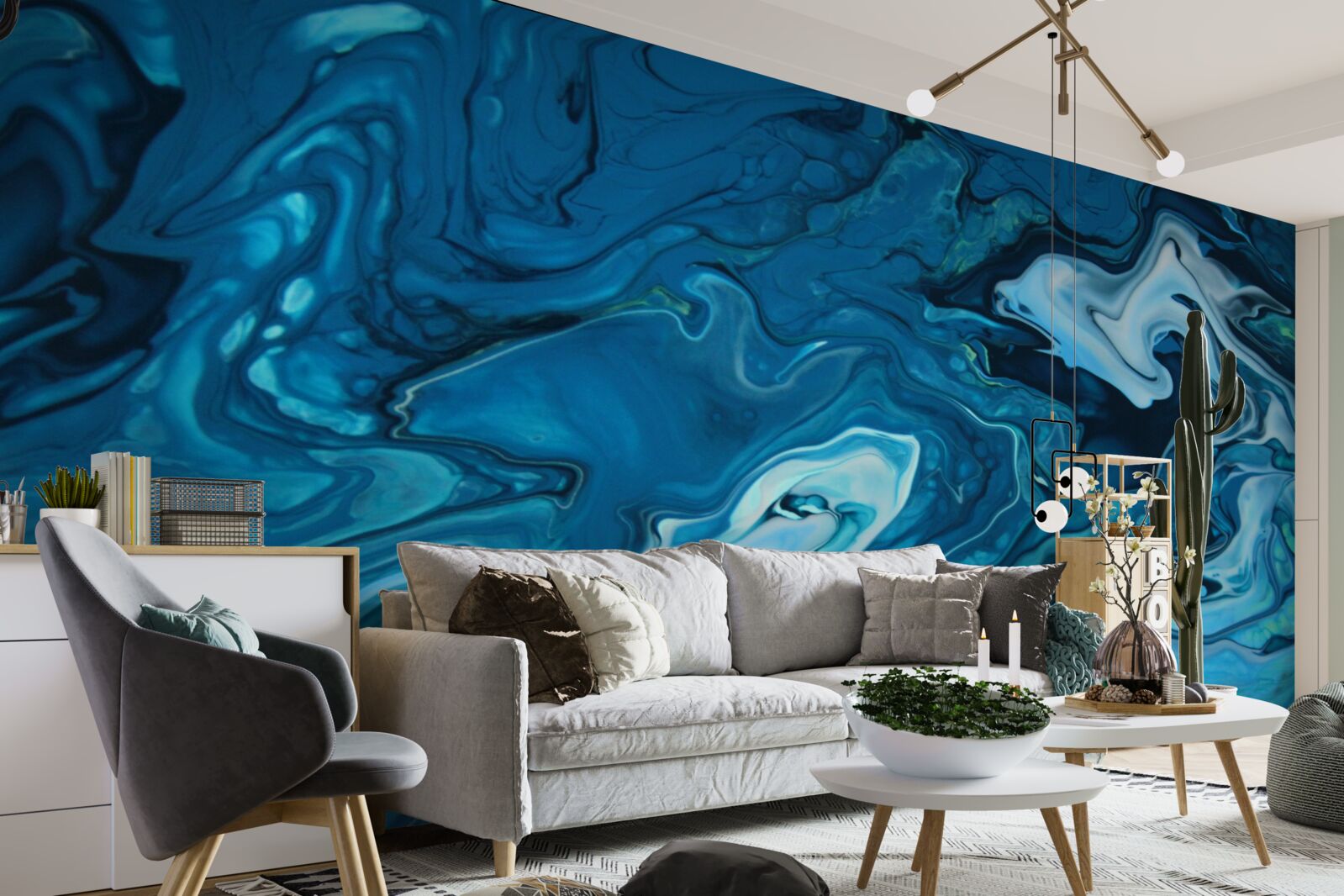 Фотошпалери абстрактний блакитний мармур