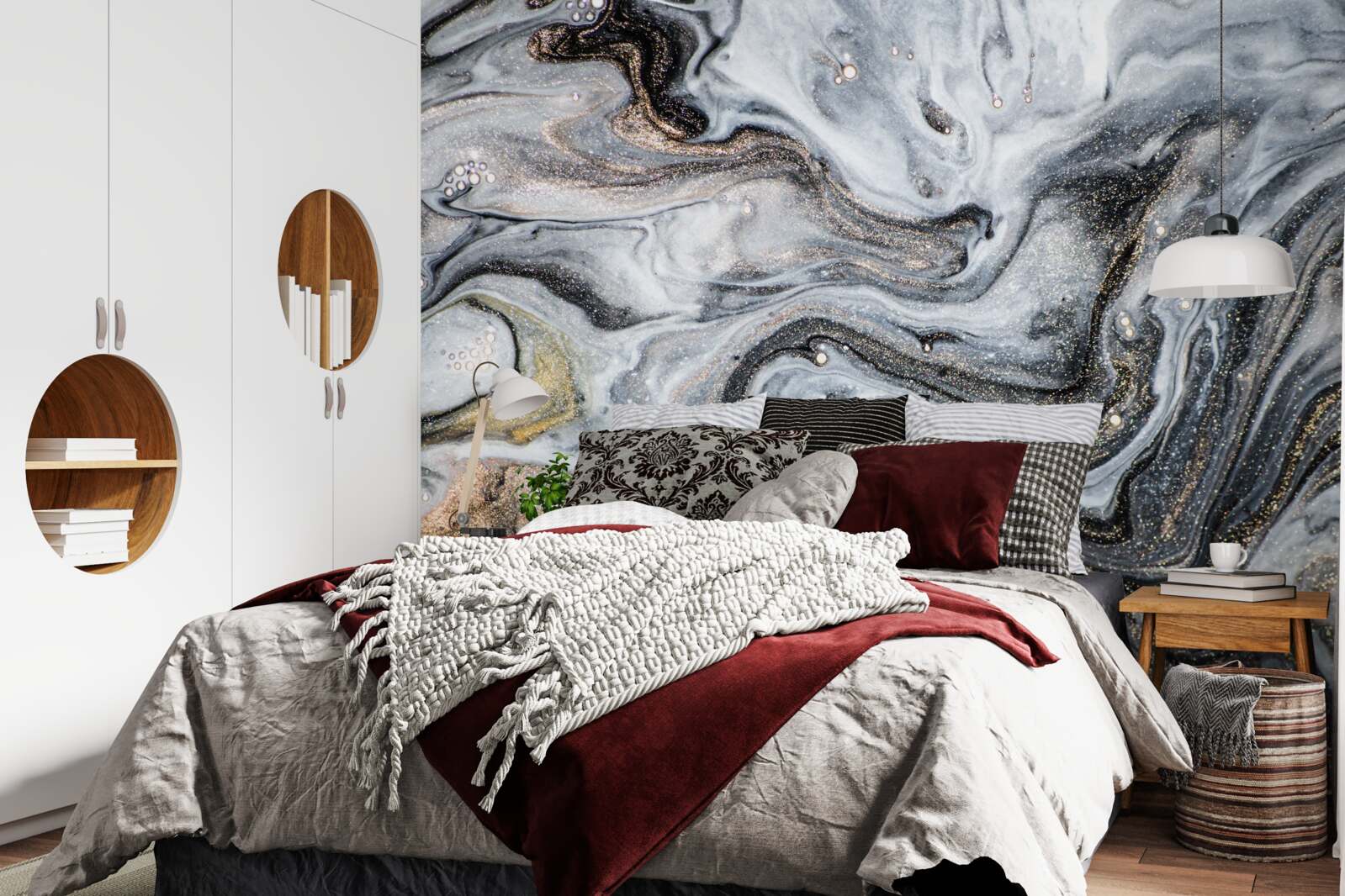 Фотошпалери чорний мармур із золотими прожилками