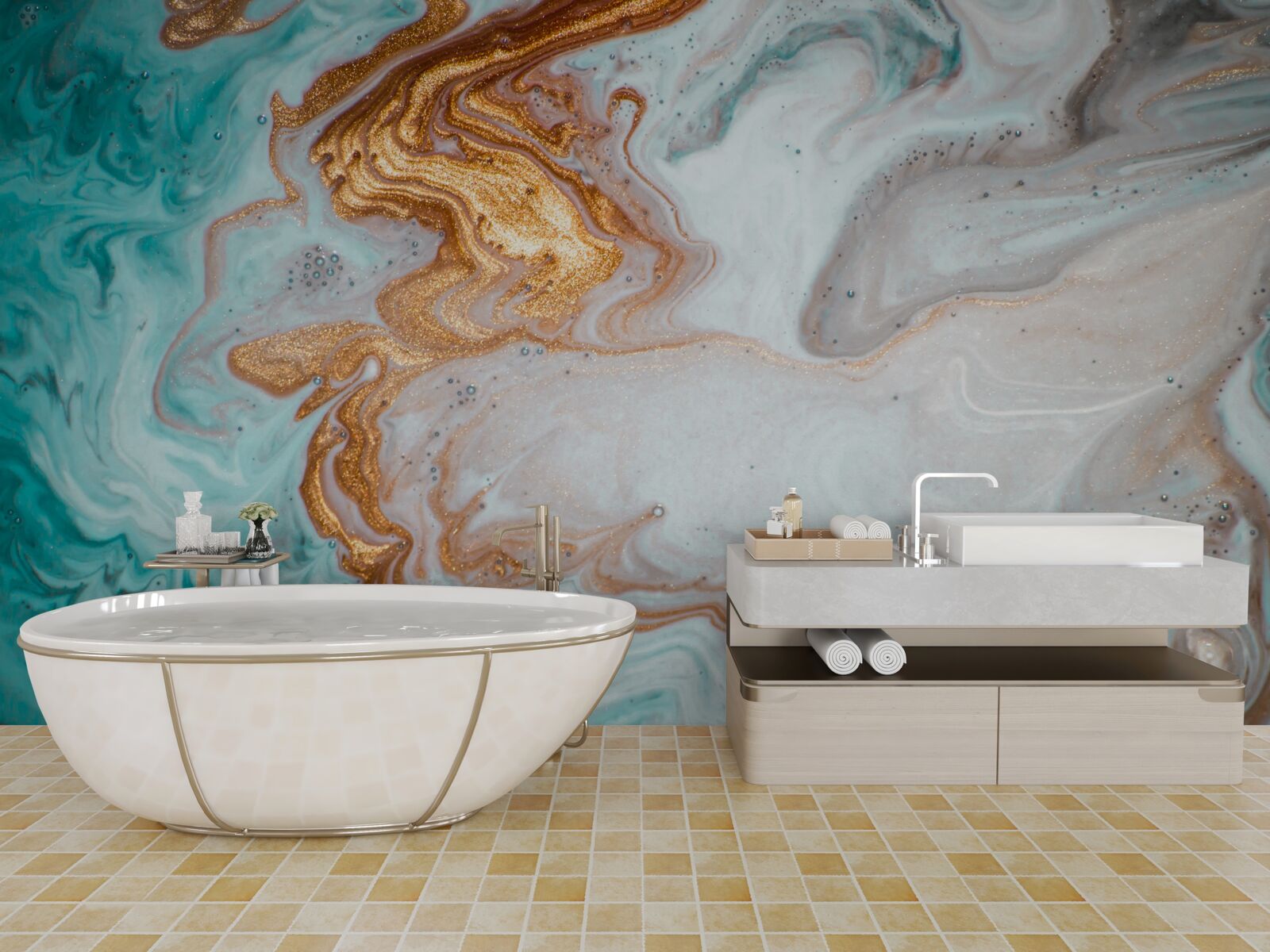 Фотошпалери мармур з яскравою абстракцією