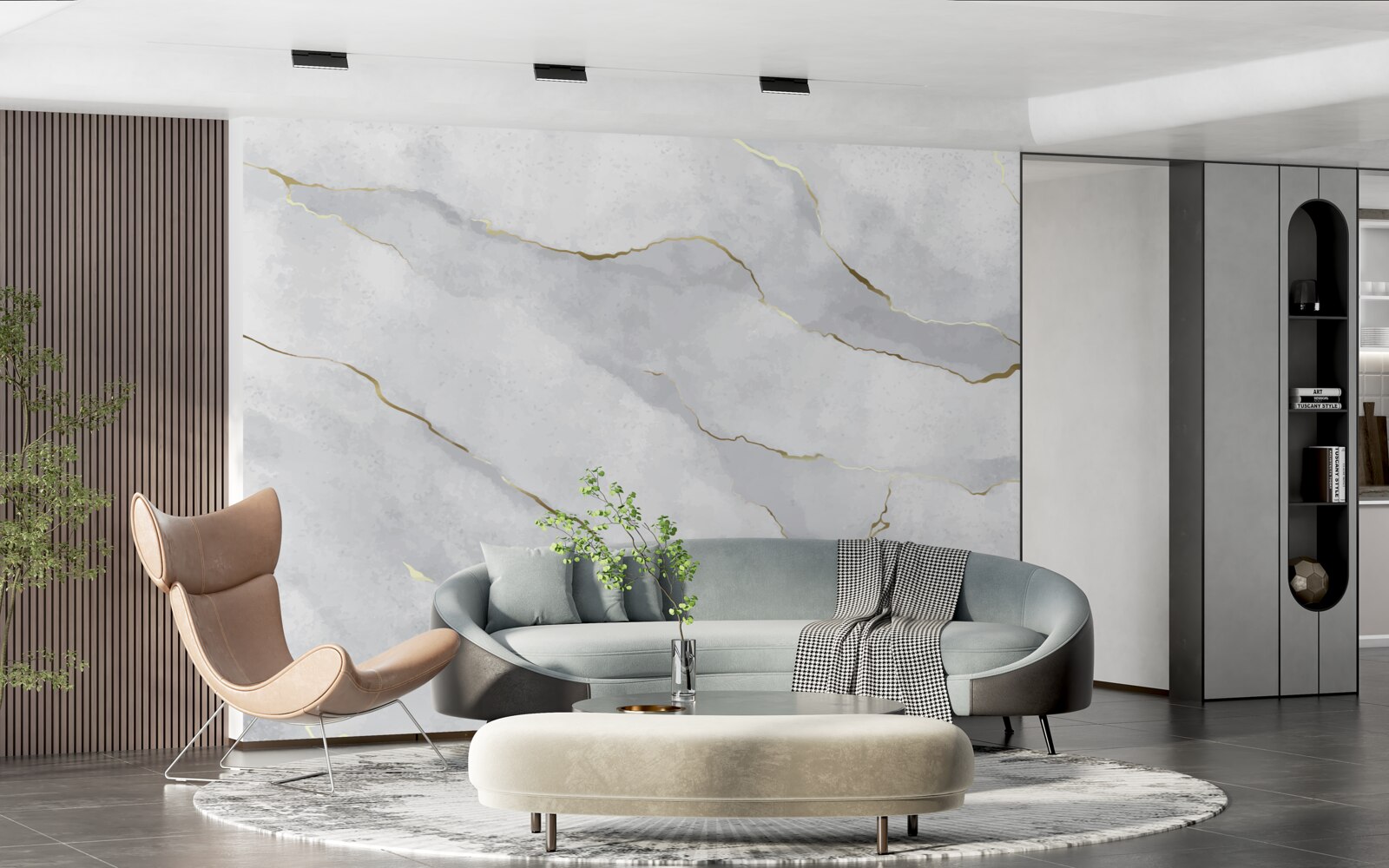 Фотошпалери золотистий мармур зі світлими відтінками