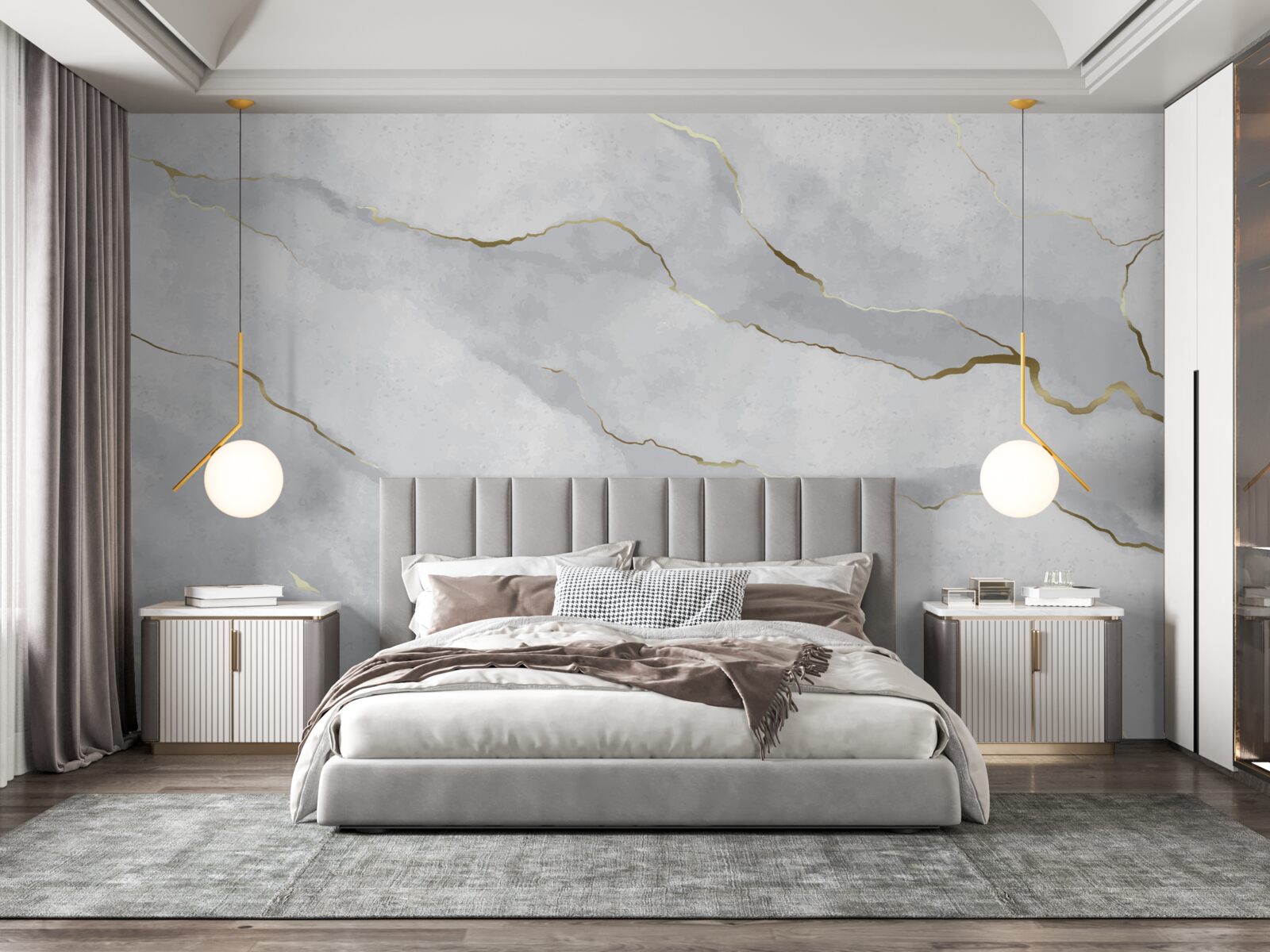 Фотошпалери золотистий мармур зі світлими відтінками