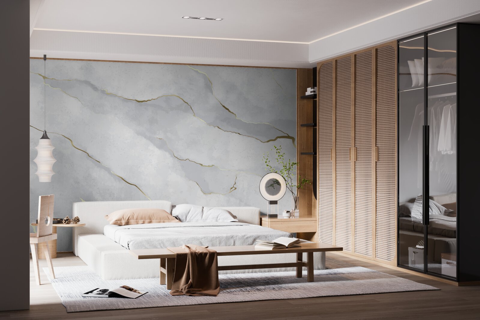 Фотошпалери золотистий мармур зі світлими відтінками