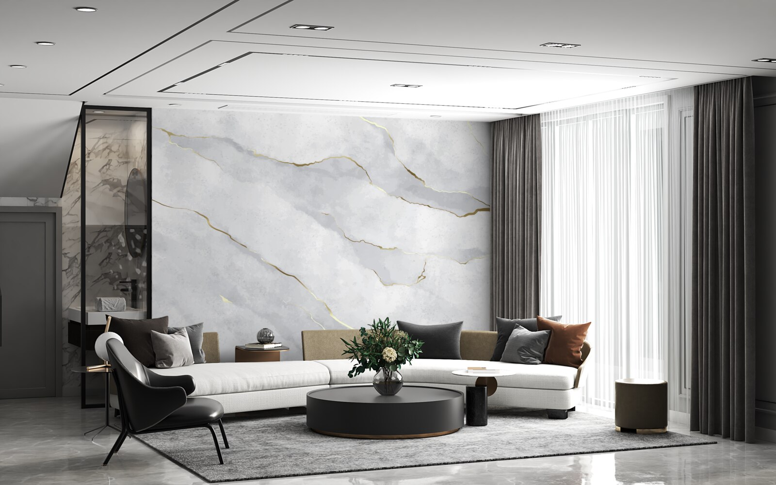 Фотошпалери золотистий мармур зі світлими відтінками