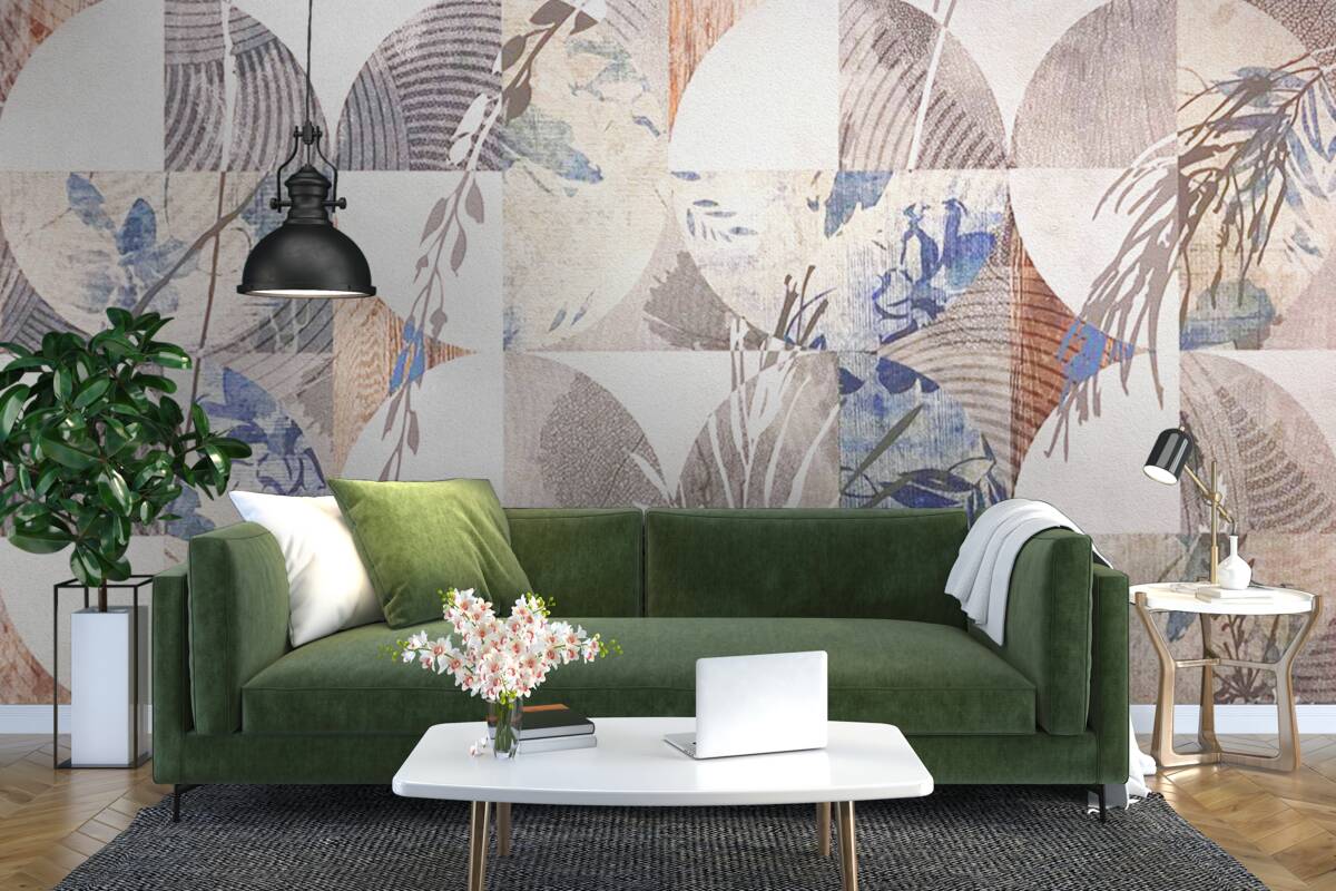 Фотошпалери абстрактне тло з відбитками осіннього листя