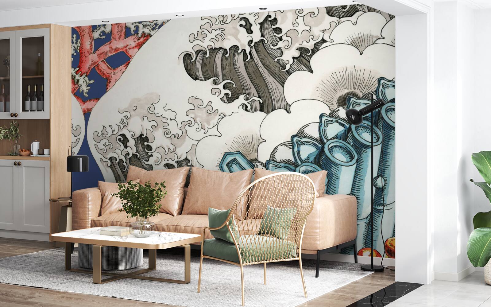 Фотошпалери абстракція каменів зустрічається з хвилями