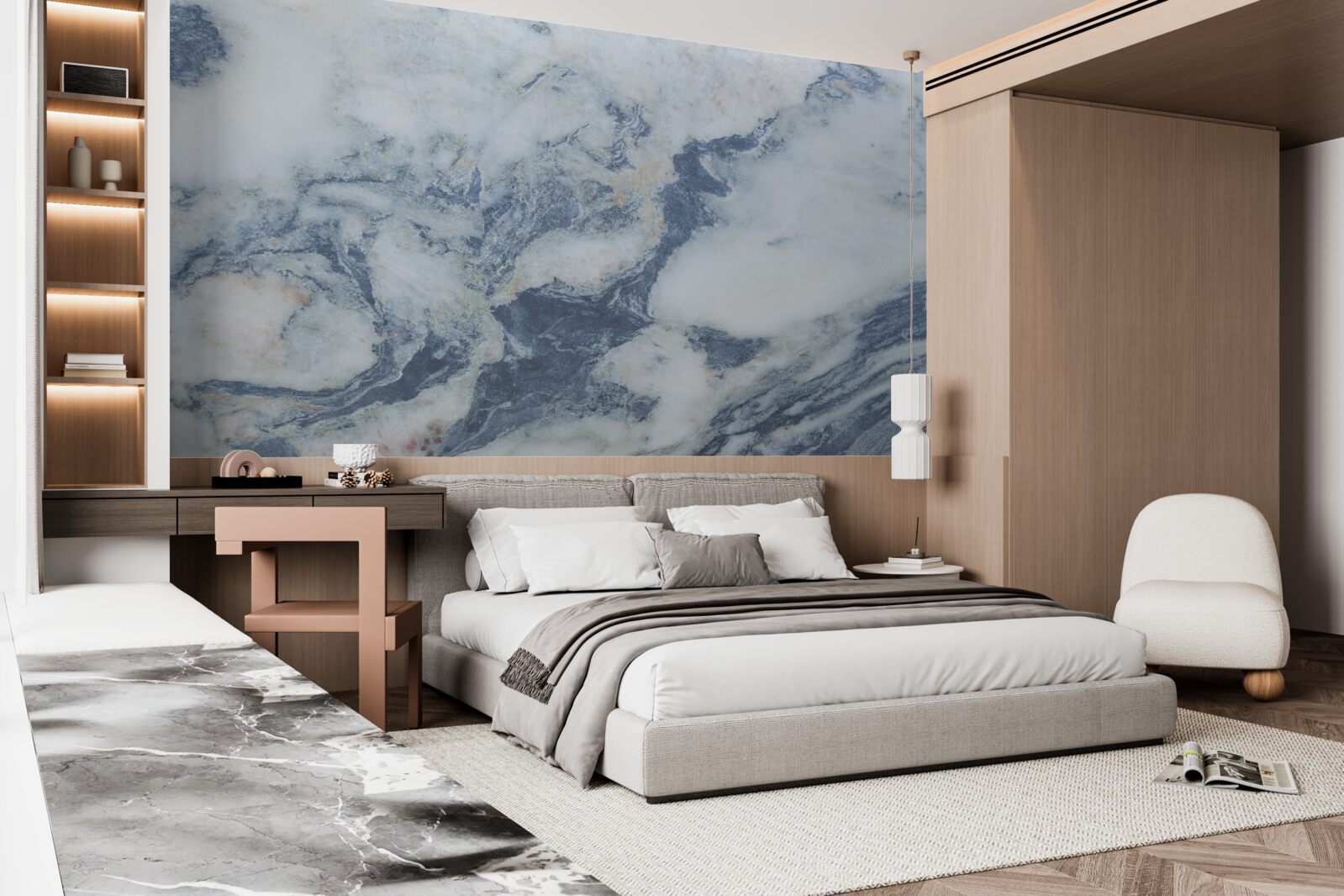 Фотошпалери синій мармуровий фон