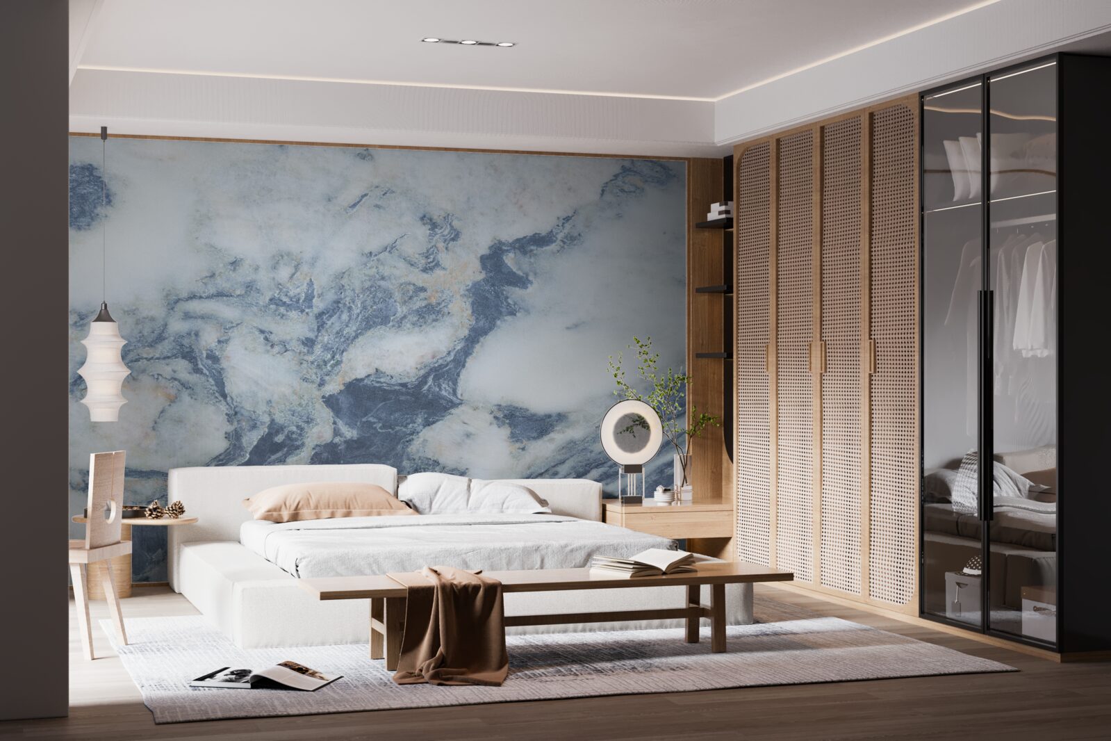 Фотошпалери синій мармуровий фон