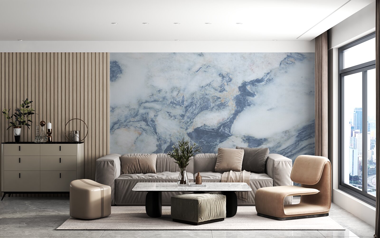 Фотошпалери синій мармуровий фон