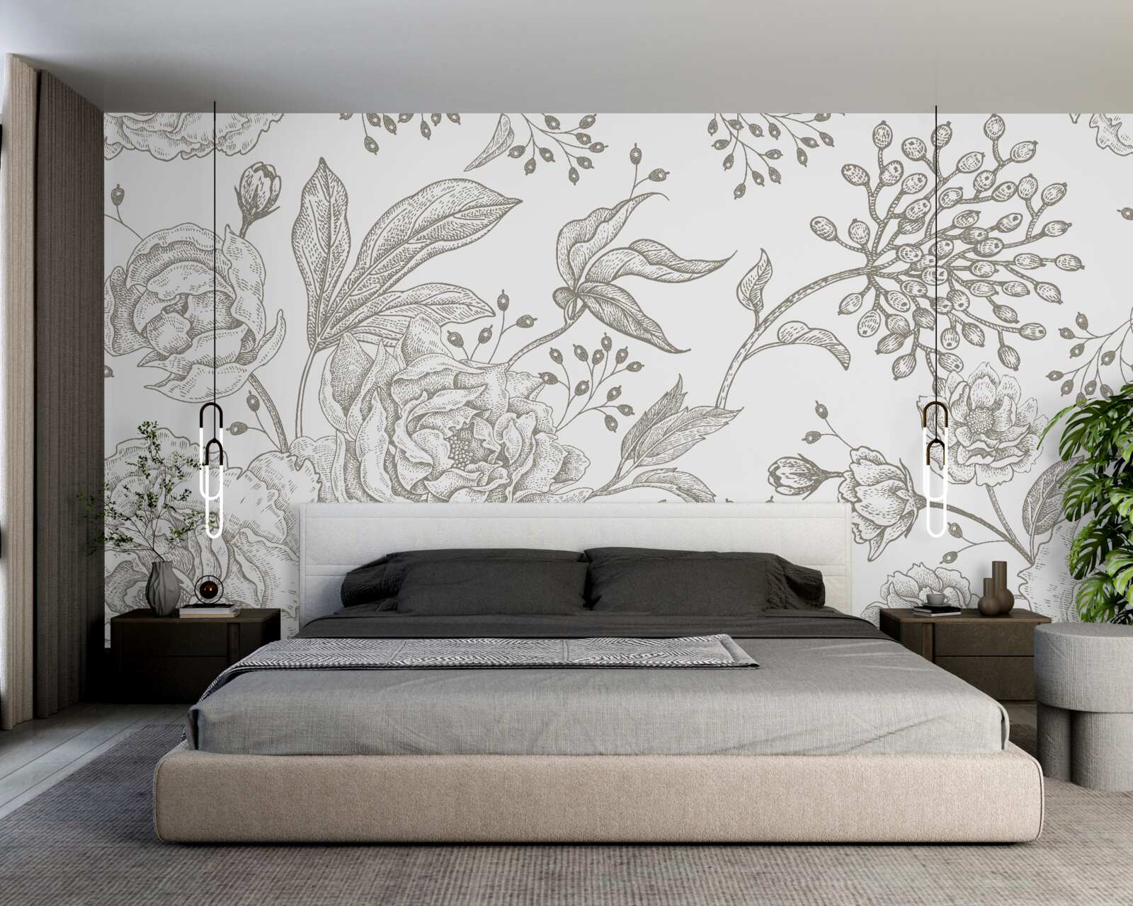 Фотошпалери троянда та інші квіти зображені на білому тлі