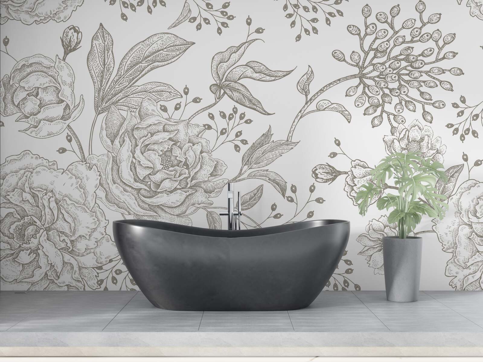 Фотошпалери троянда та інші квіти зображені на білому тлі