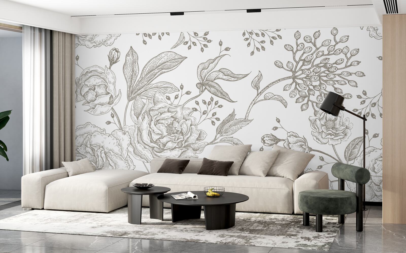 Фотошпалери троянда та інші квіти зображені на білому тлі