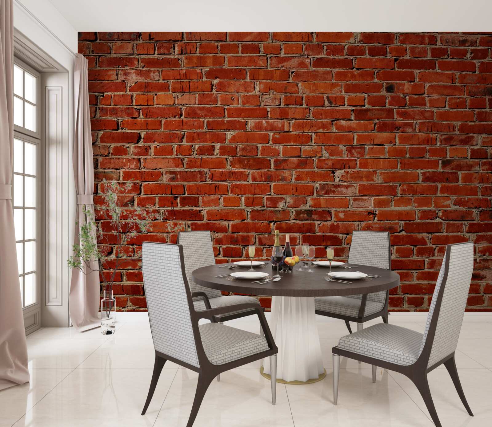 Фотошпалери Стіна пофарбована в насичений червоний колір, що нагадує темну цеглу