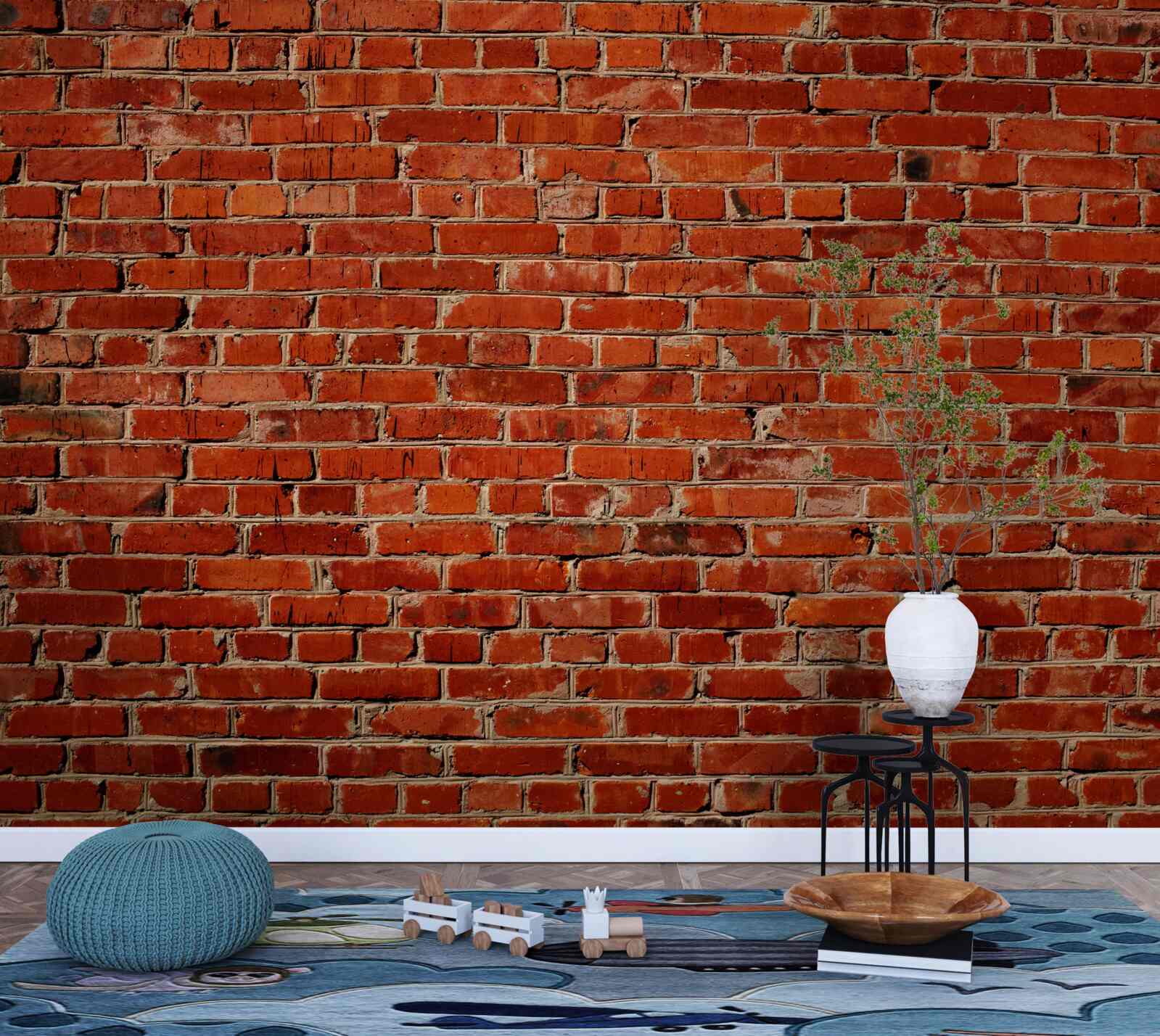 Фотошпалери Стіна пофарбована в насичений червоний колір, що нагадує темну цеглу