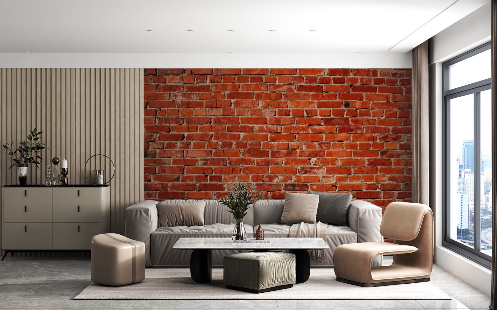 Фотошпалери Стіна пофарбована в насичений червоний колір, що нагадує темну цеглу