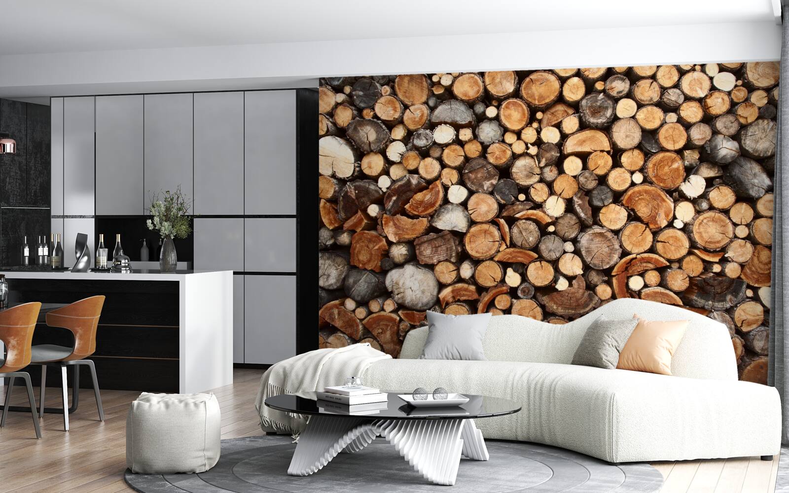 Фотошпалери зрізи дерева в різних кольорах