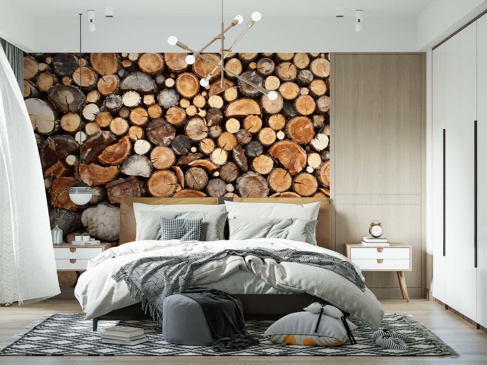 Фотошпалери зрізи дерева в різних кольорах