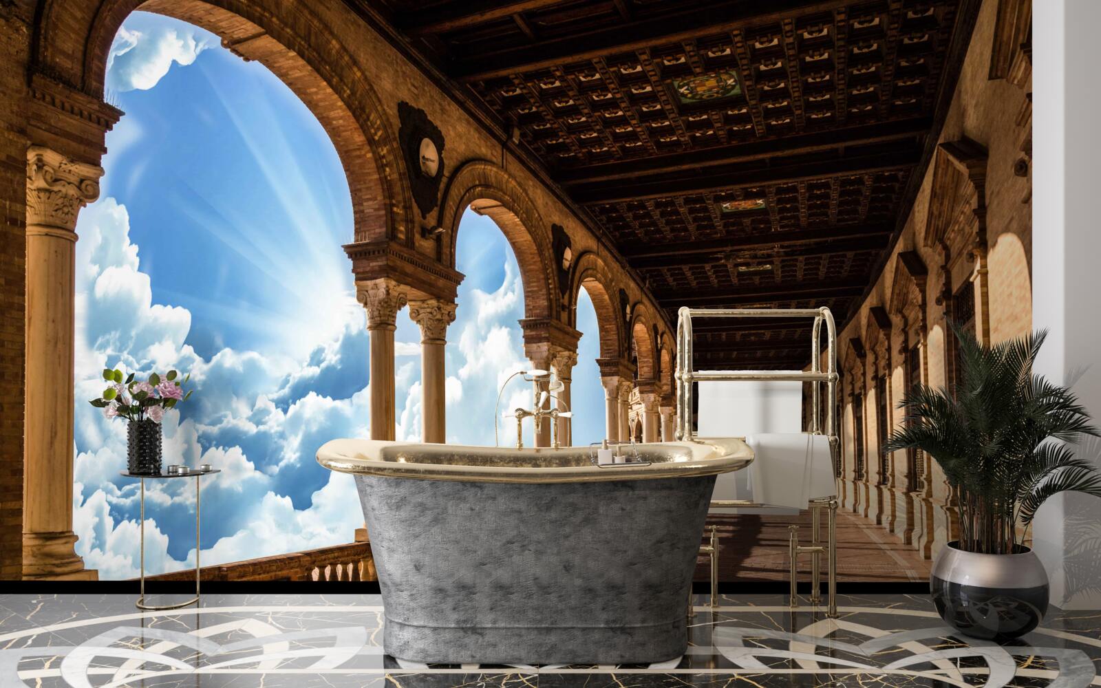 Фотошпалери нескінченно високий ряд колонок