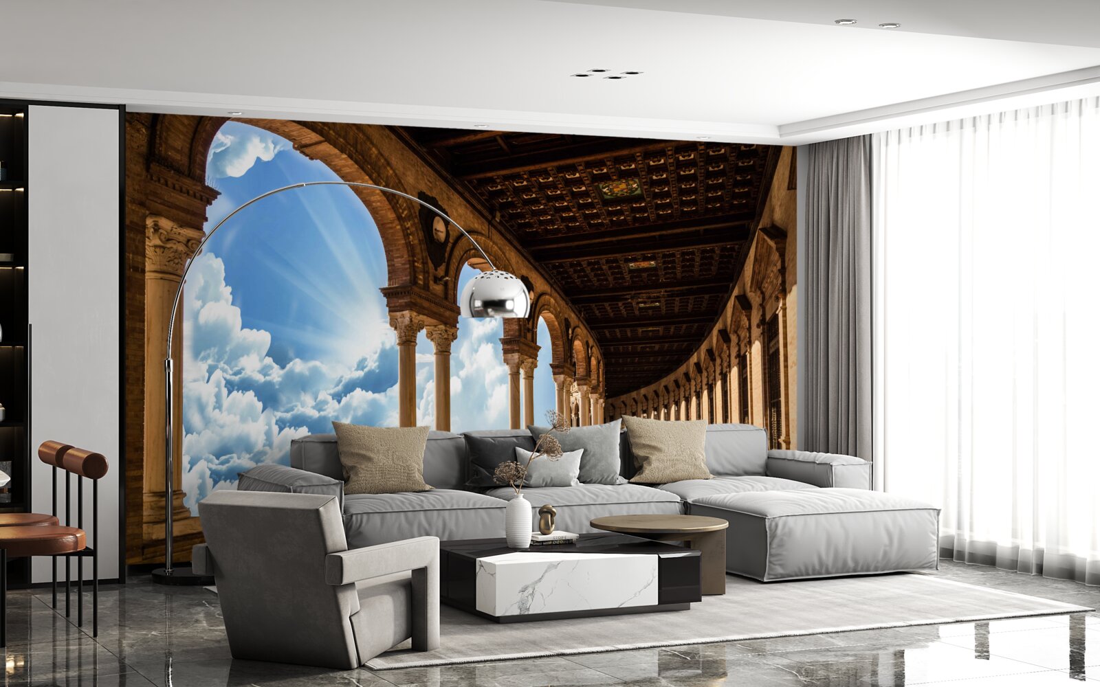 Фотошпалери нескінченно високий ряд колонок