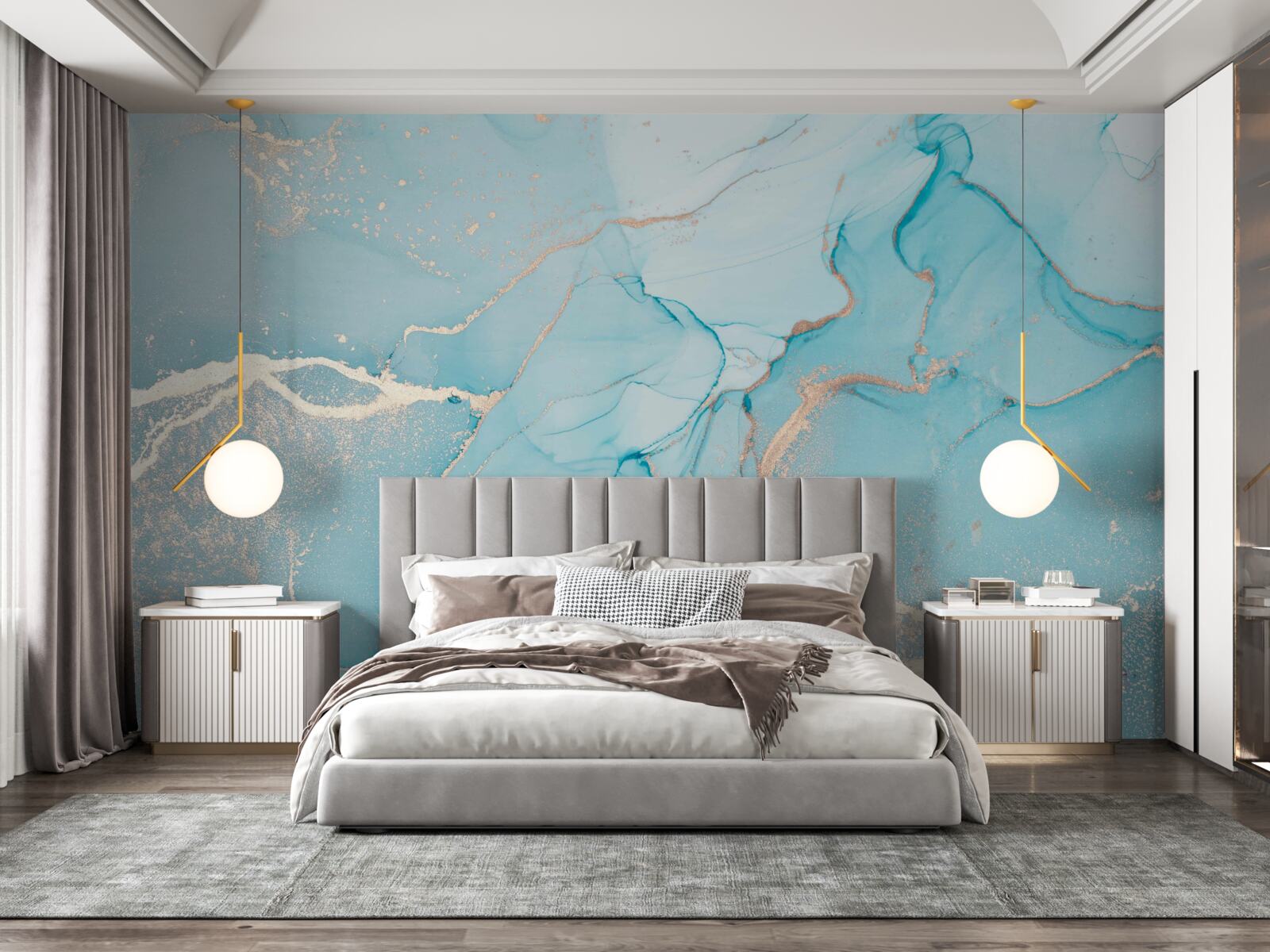 Фотошпалери мармур у відтінках синього та бірюзового