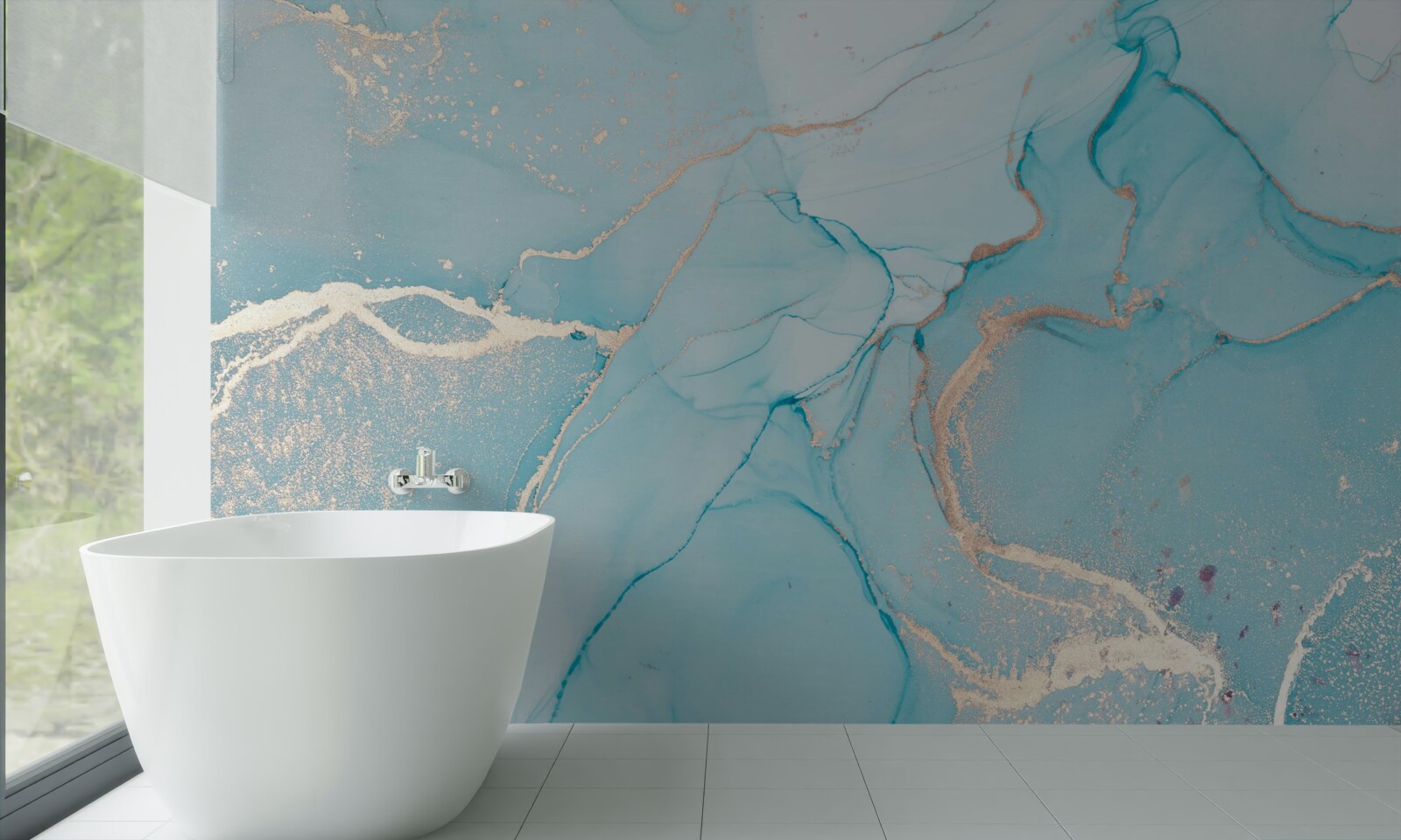 Фотошпалери мармур у відтінках синього та бірюзового